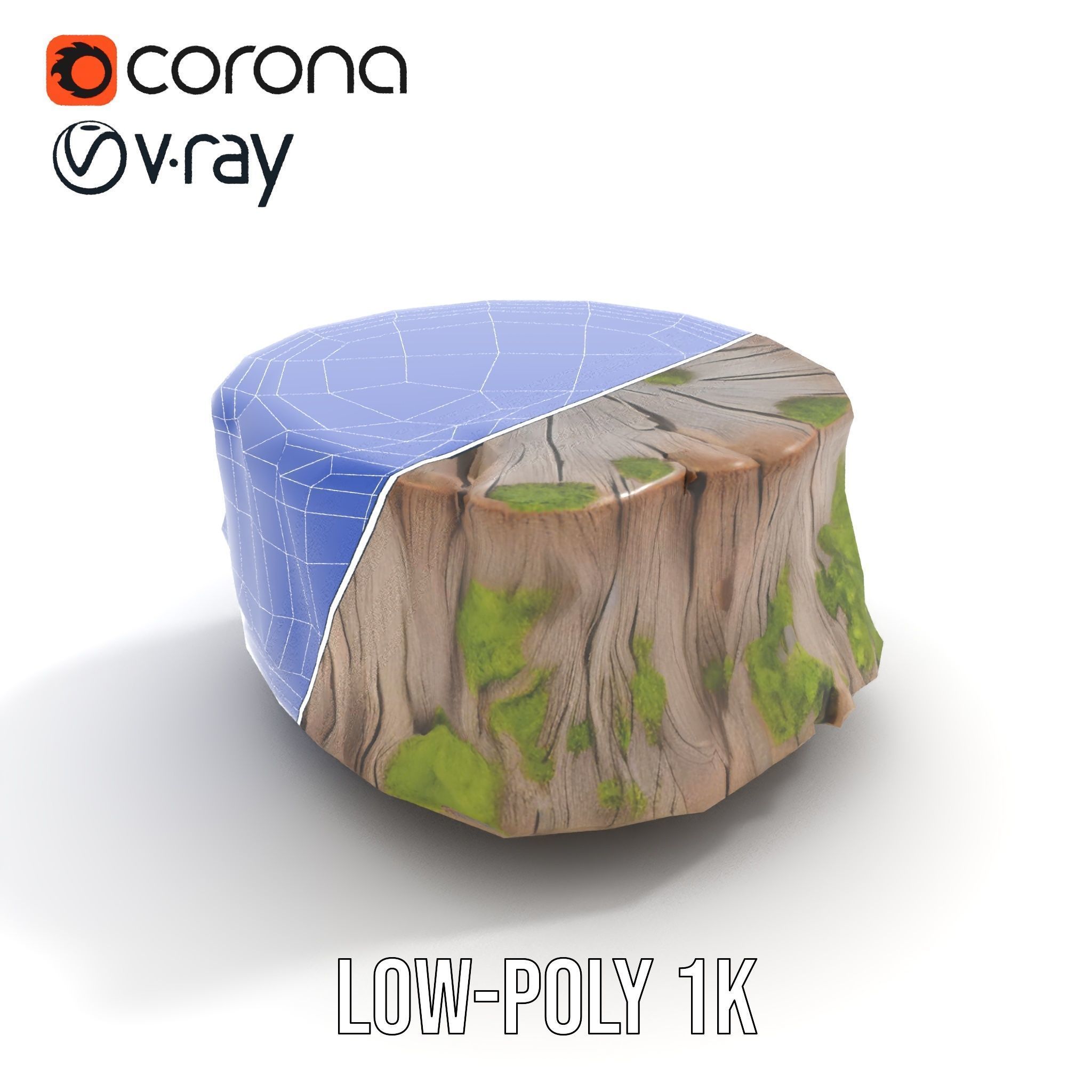 Tree Stump with Moss Model Pack Low-poly 3D model_9