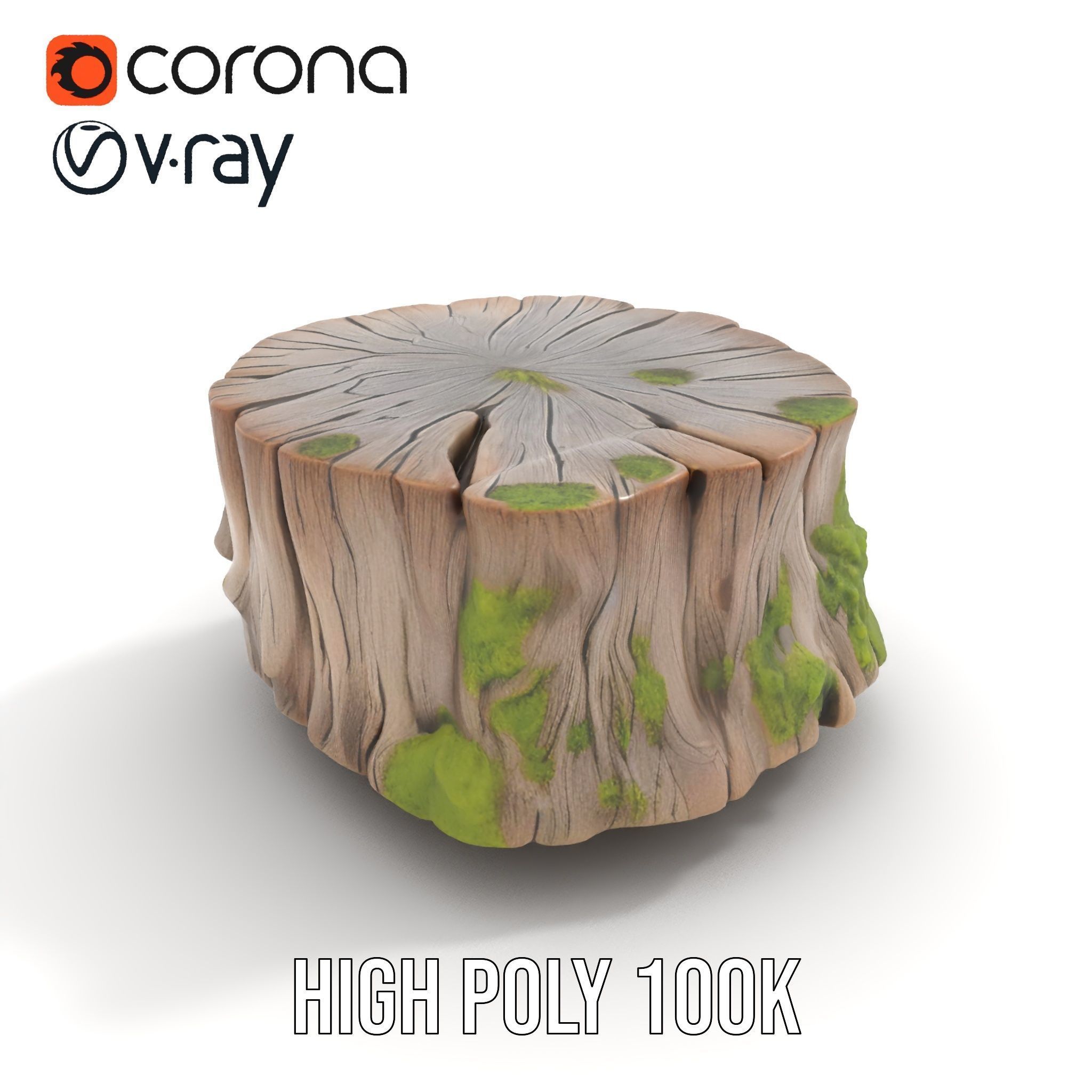 Tree Stump with Moss Model Pack Low-poly 3D model_17