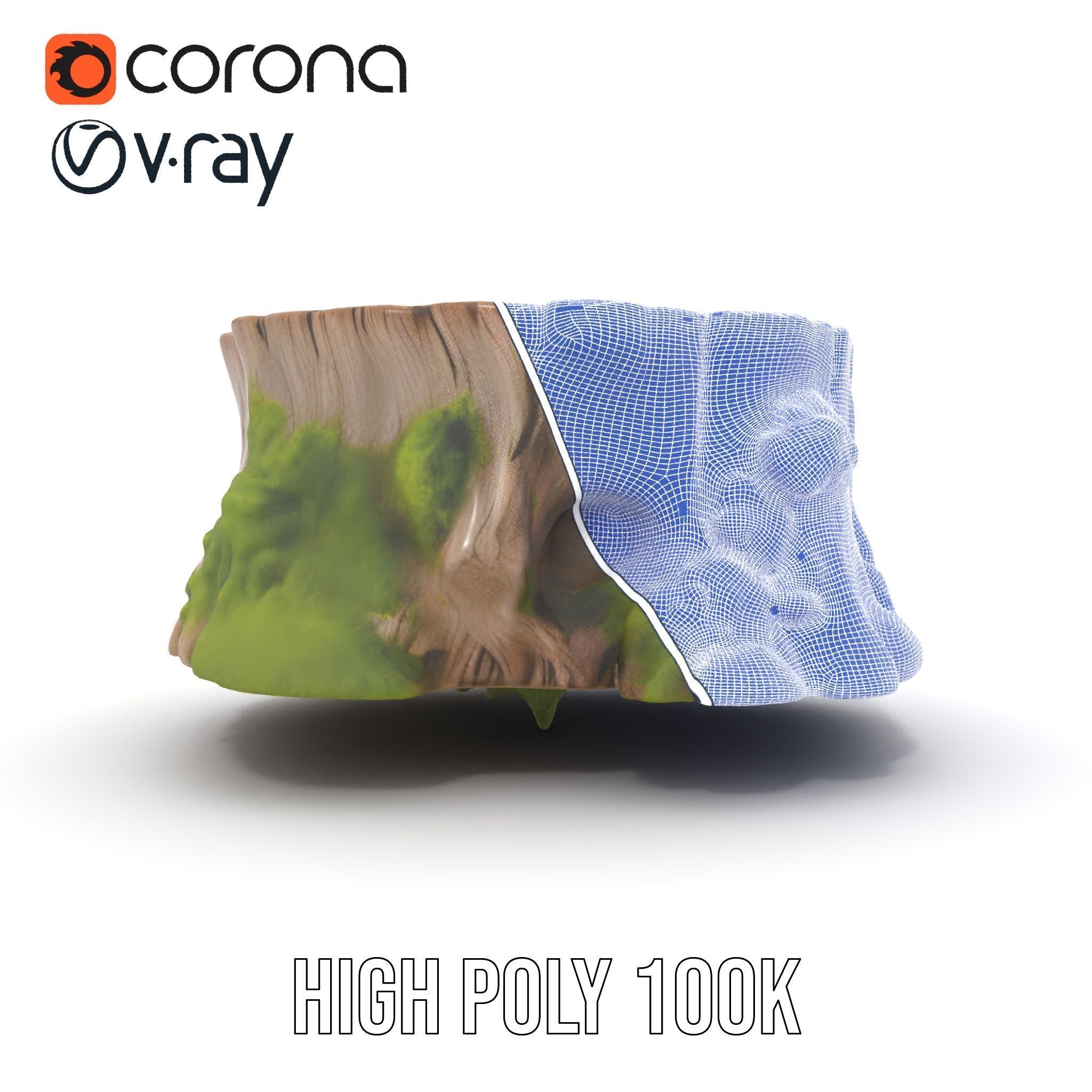 Tree Stump with Moss Model Pack Low-poly 3D model_34