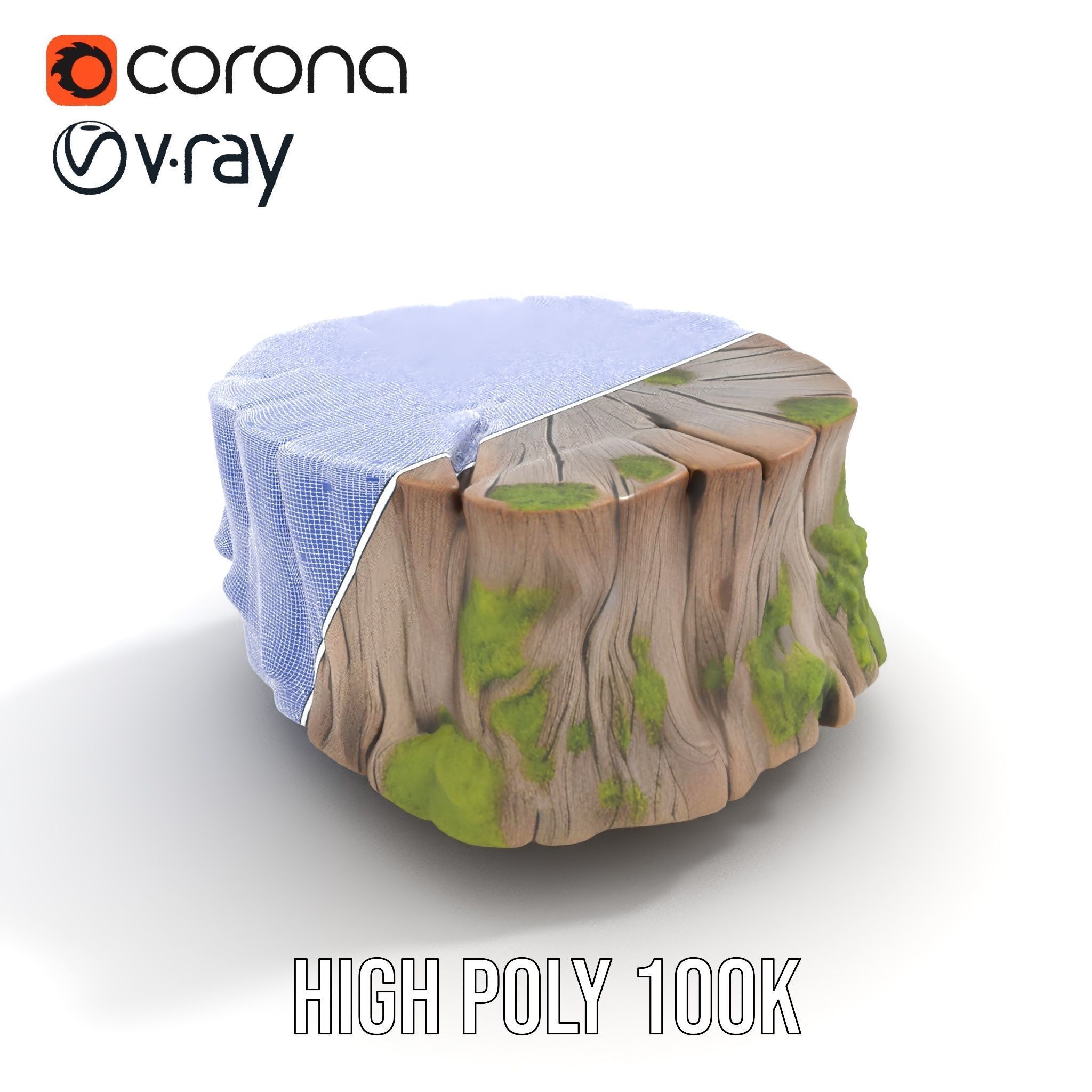 Tree Stump with Moss Model Pack Low-poly 3D model_31