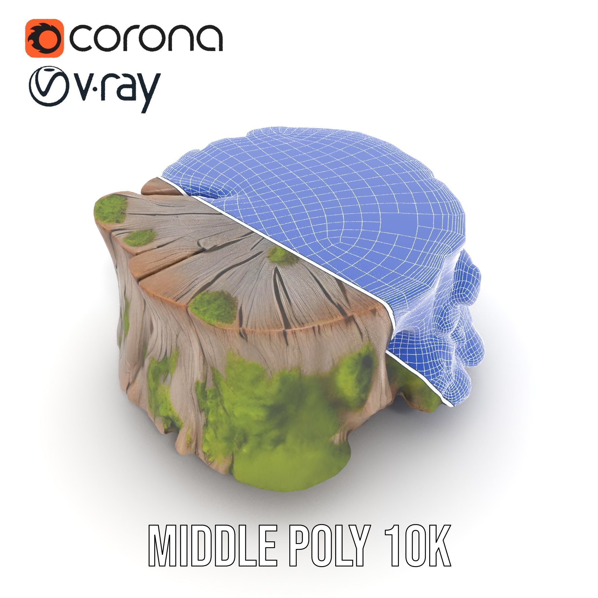 Tree Stump with Moss Model Pack Low-poly 3D model_23