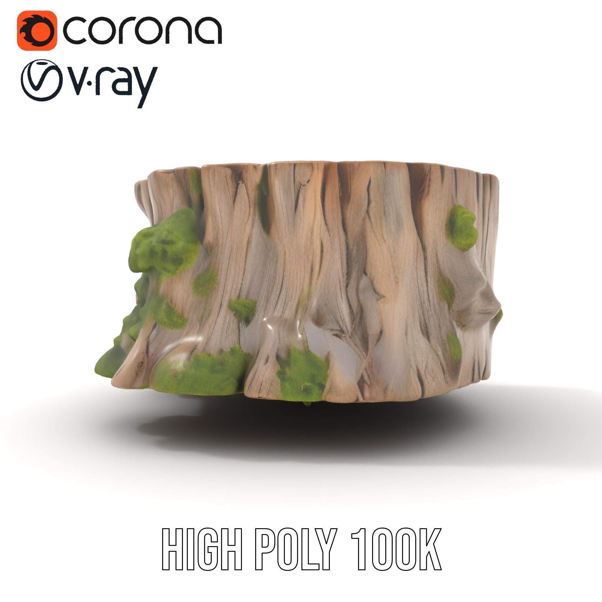 Tree Stump with Moss Model Pack Low-poly 3D model_25