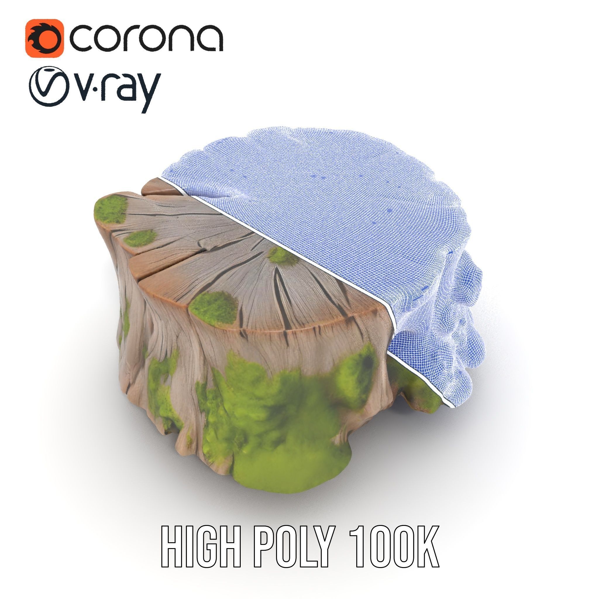 Tree Stump with Moss Model Pack Low-poly 3D model_32