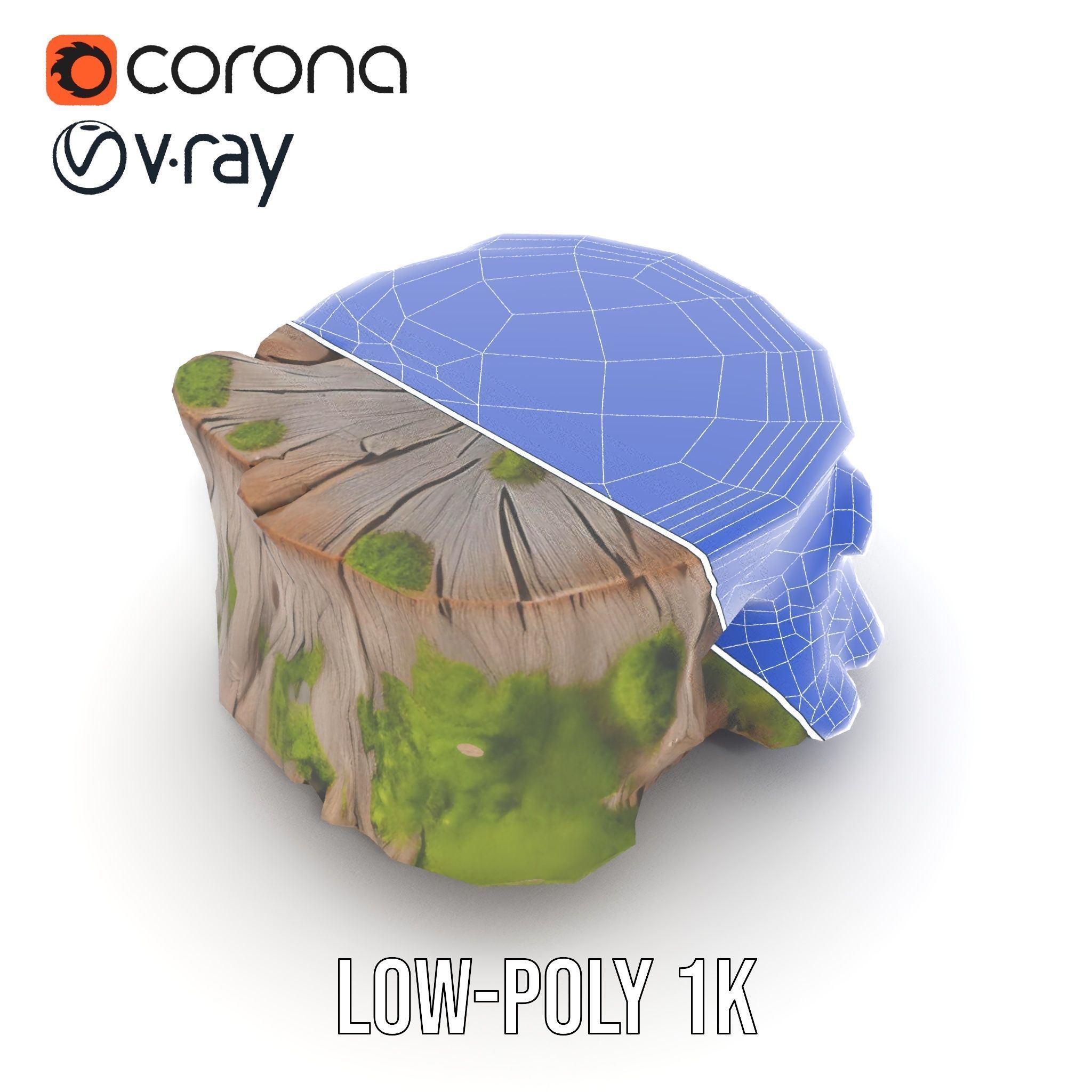 Tree Stump with Moss Model Pack Low-poly 3D model_27