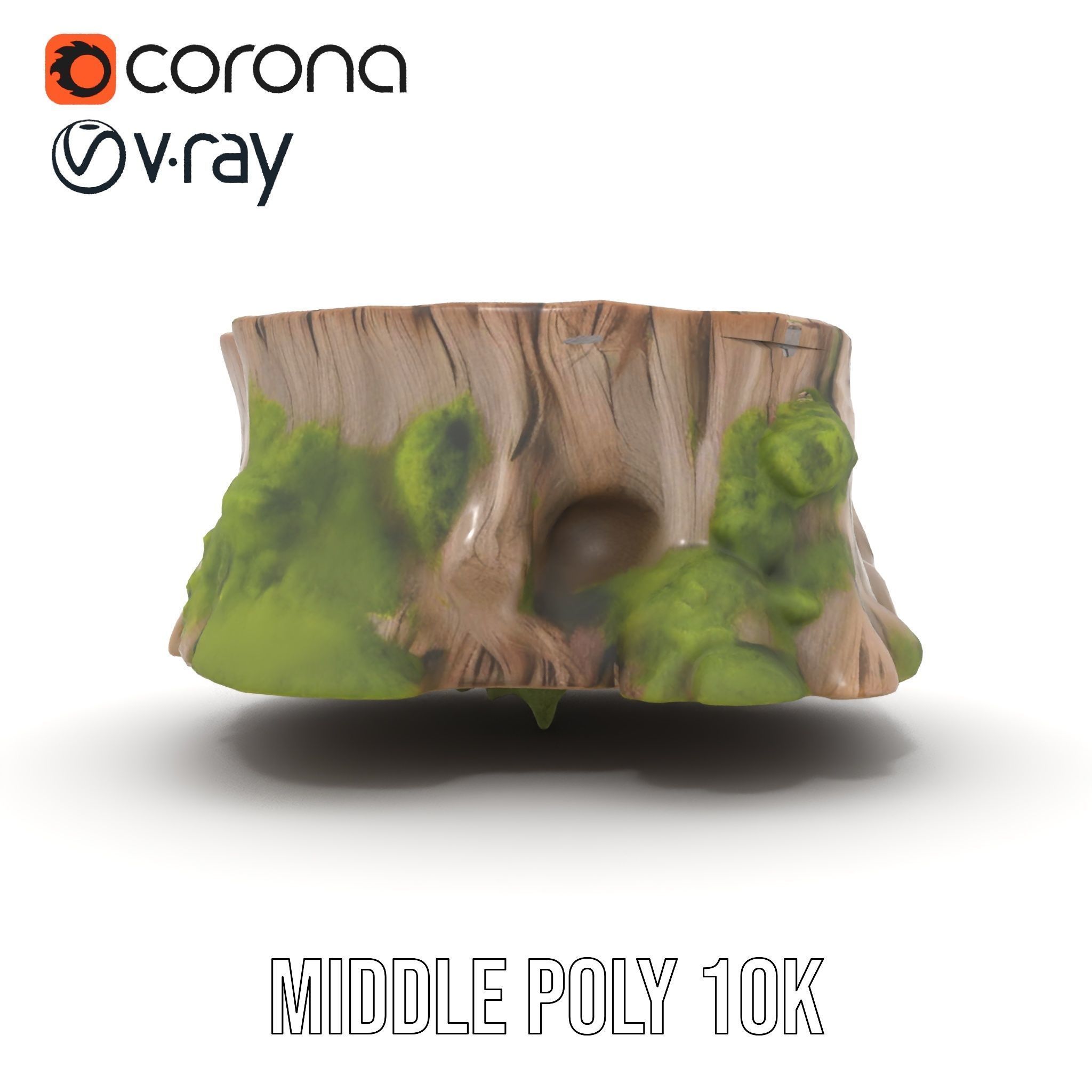 Tree Stump with Moss Model Pack Low-poly 3D model_5