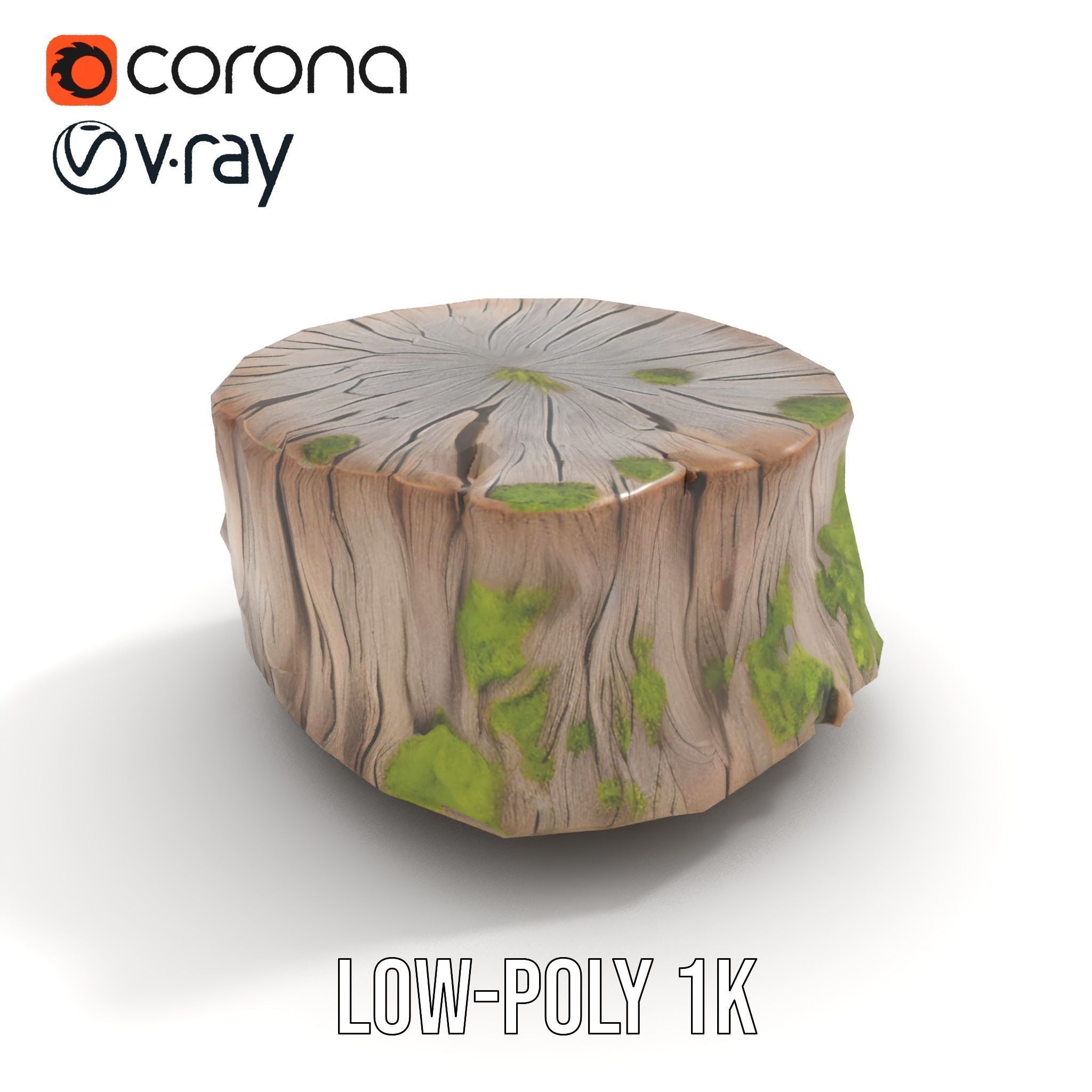 Tree Stump with Moss Model Pack Low-poly 3D model_24