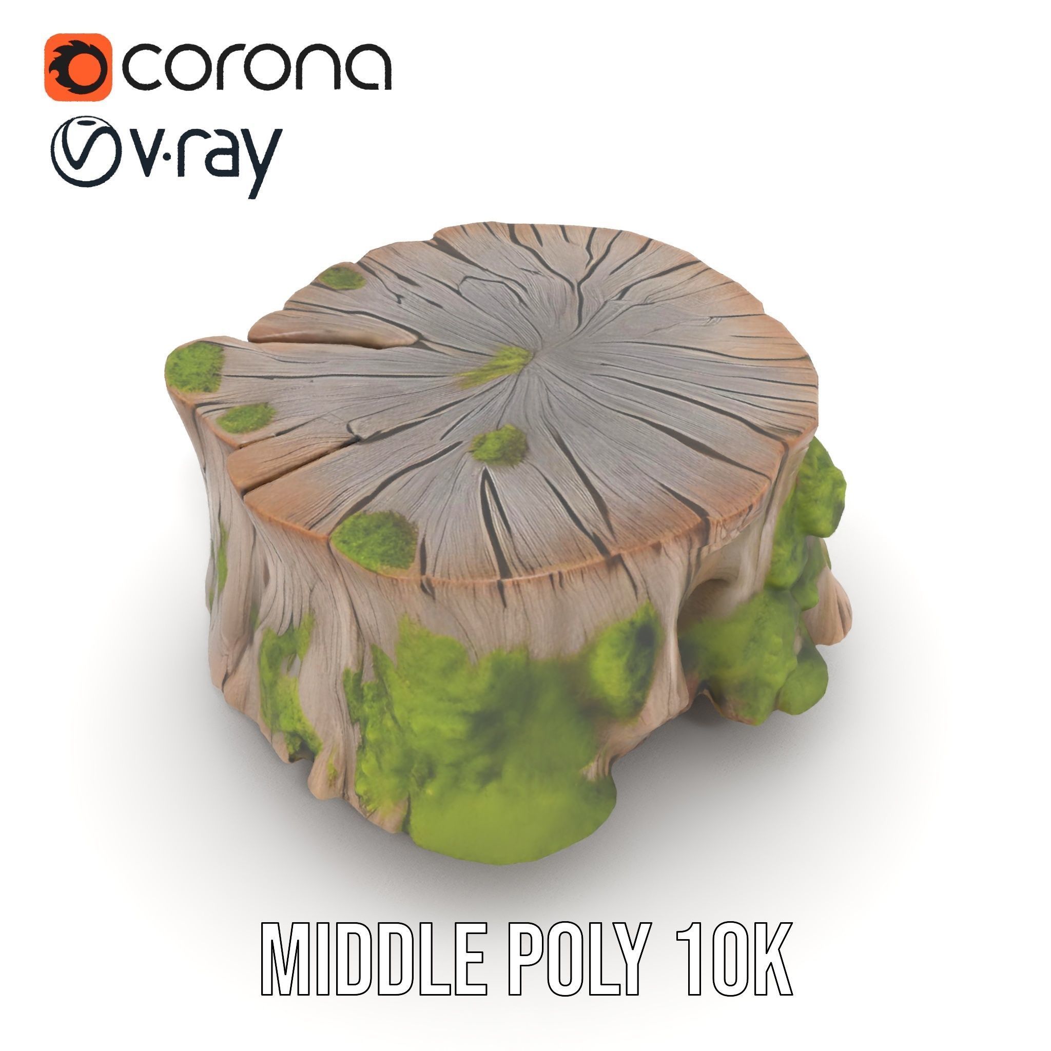 Tree Stump with Moss Model Pack Low-poly 3D model_15