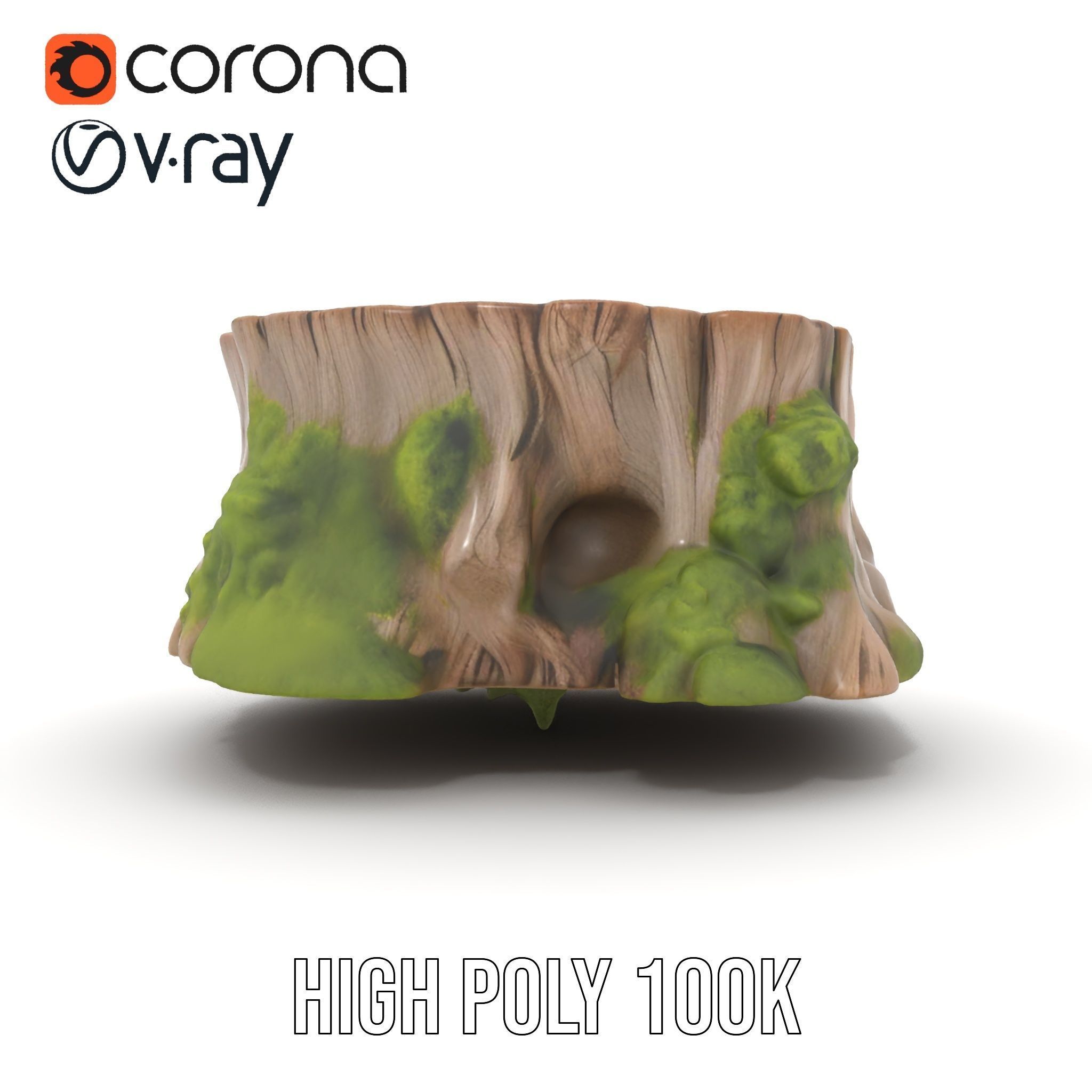 Tree Stump with Moss Model Pack Low-poly 3D model_22