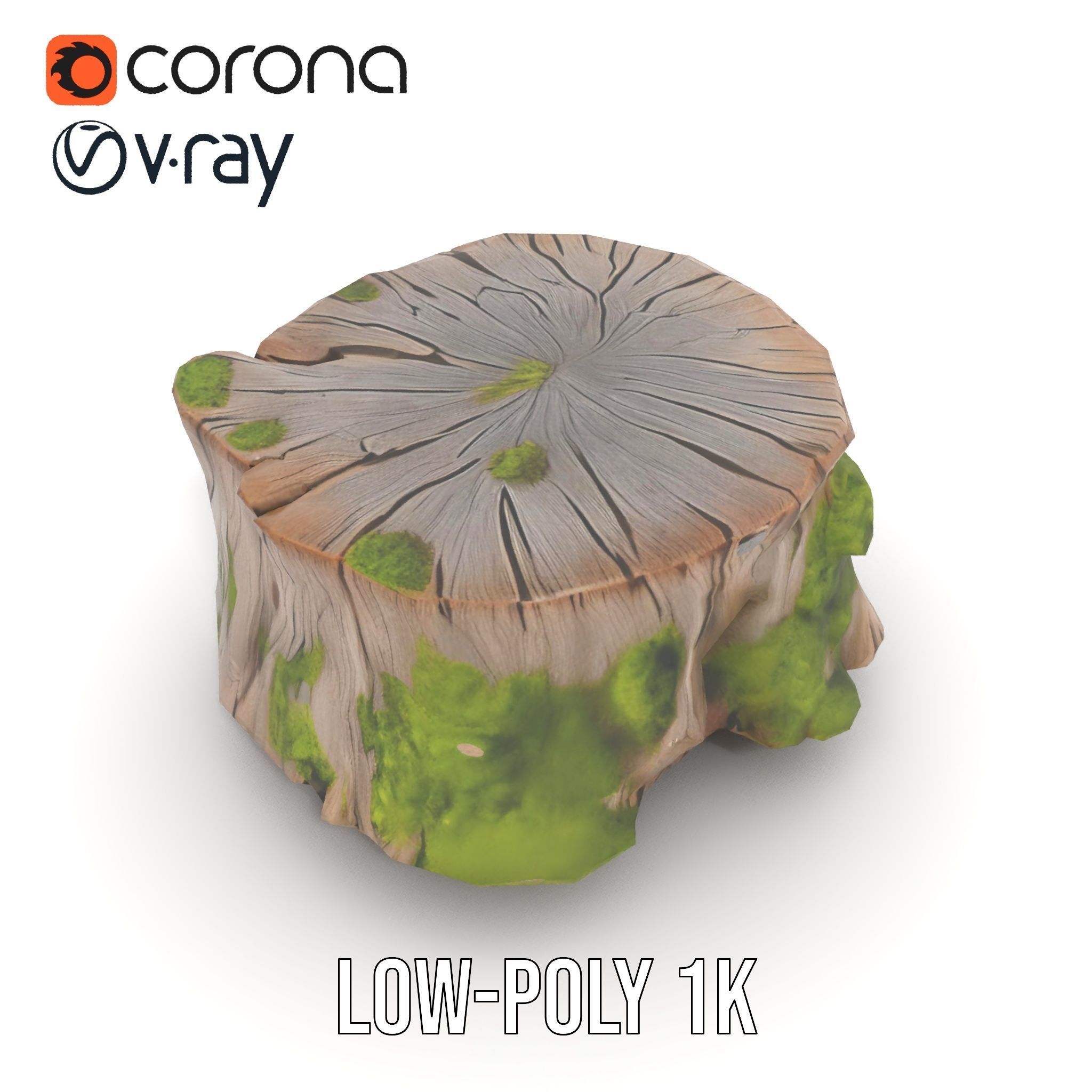 Tree Stump with Moss Model Pack Low-poly 3D model_7