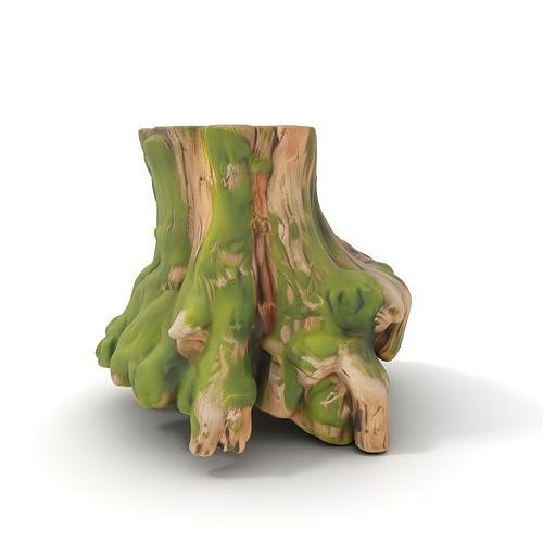 Realistic Tree Stump with Moss Model Pack Low-poly 3D model
