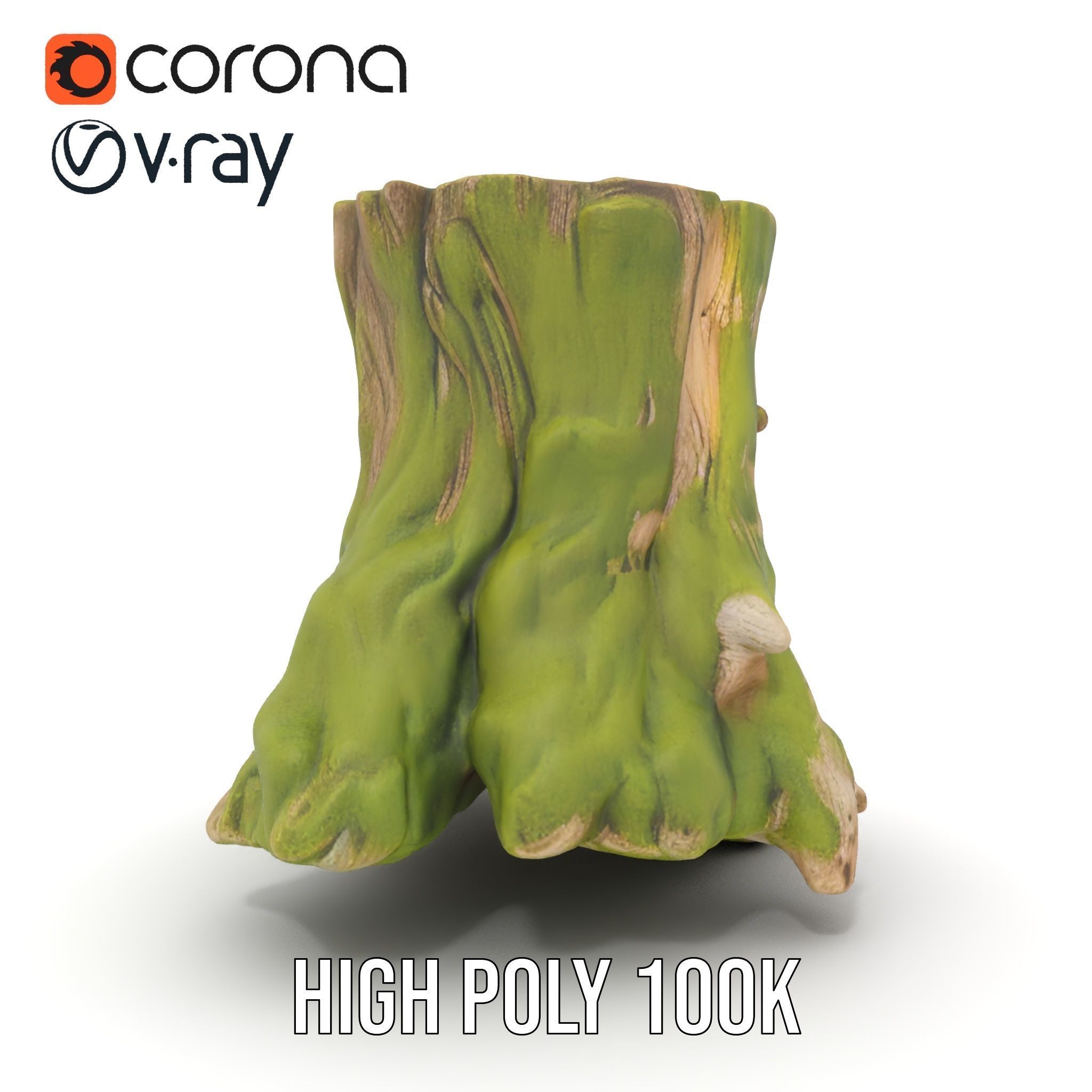 Realistic Tree Stump with Moss Model Pack Low-poly 3D model_32