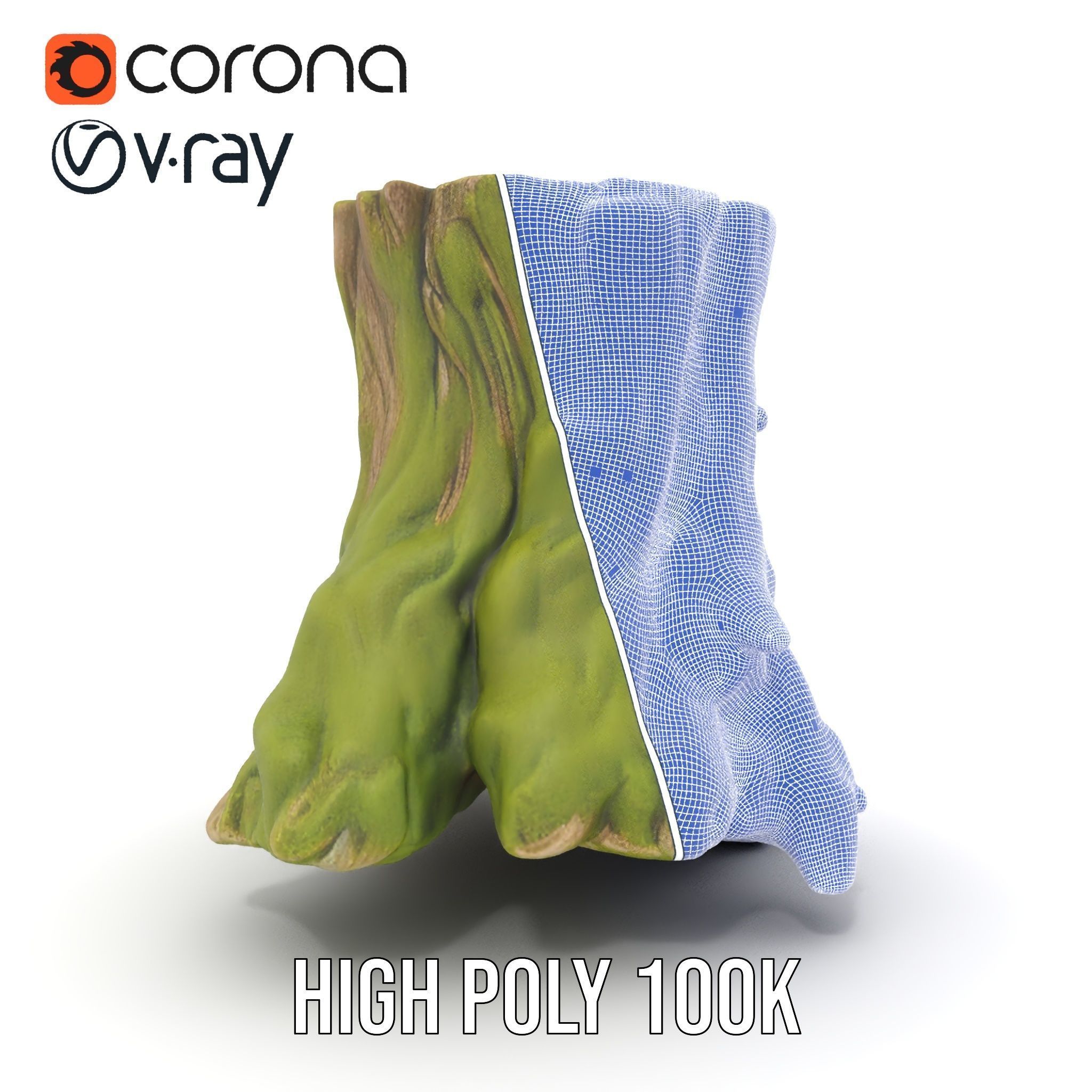 Realistic Tree Stump with Moss Model Pack Low-poly 3D model_34