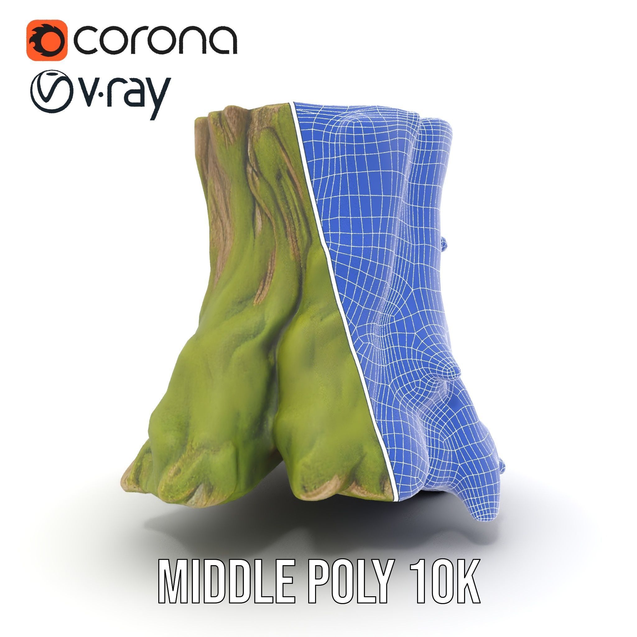 Realistic Tree Stump with Moss Model Pack Low-poly 3D model_30