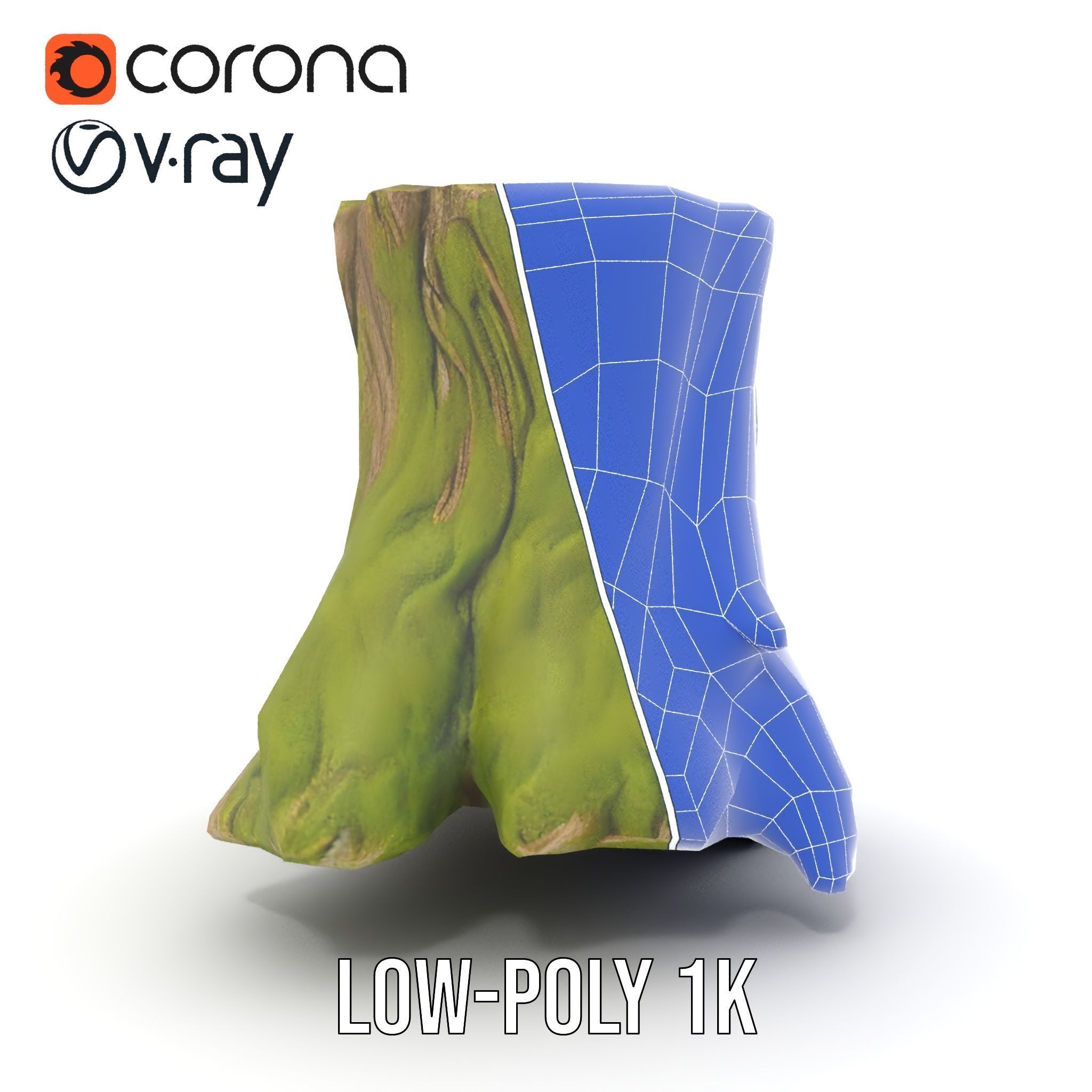 Realistic Tree Stump with Moss Model Pack Low-poly 3D model_31