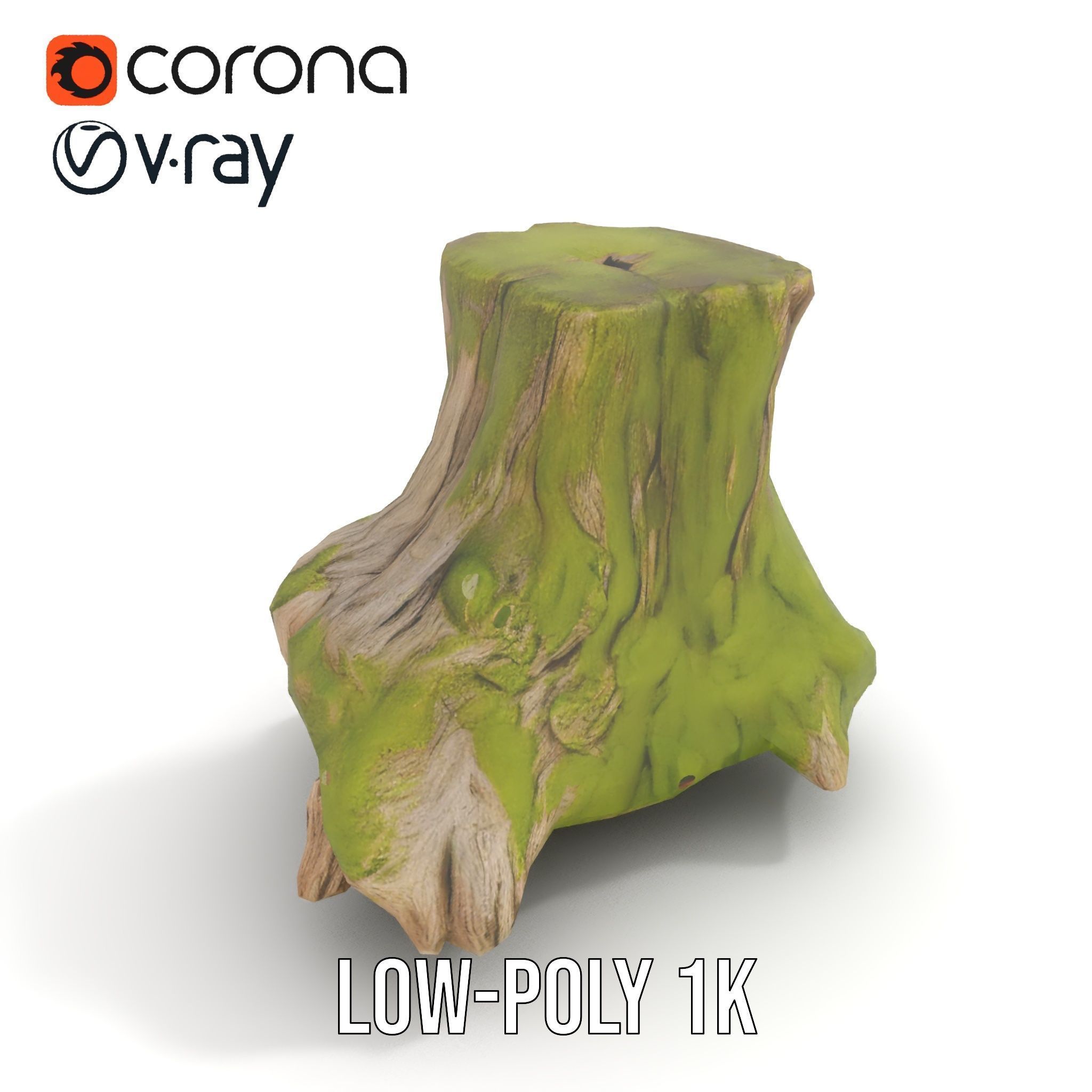 Realistic Tree Stump with Moss Model Pack Low-poly 3D model_14