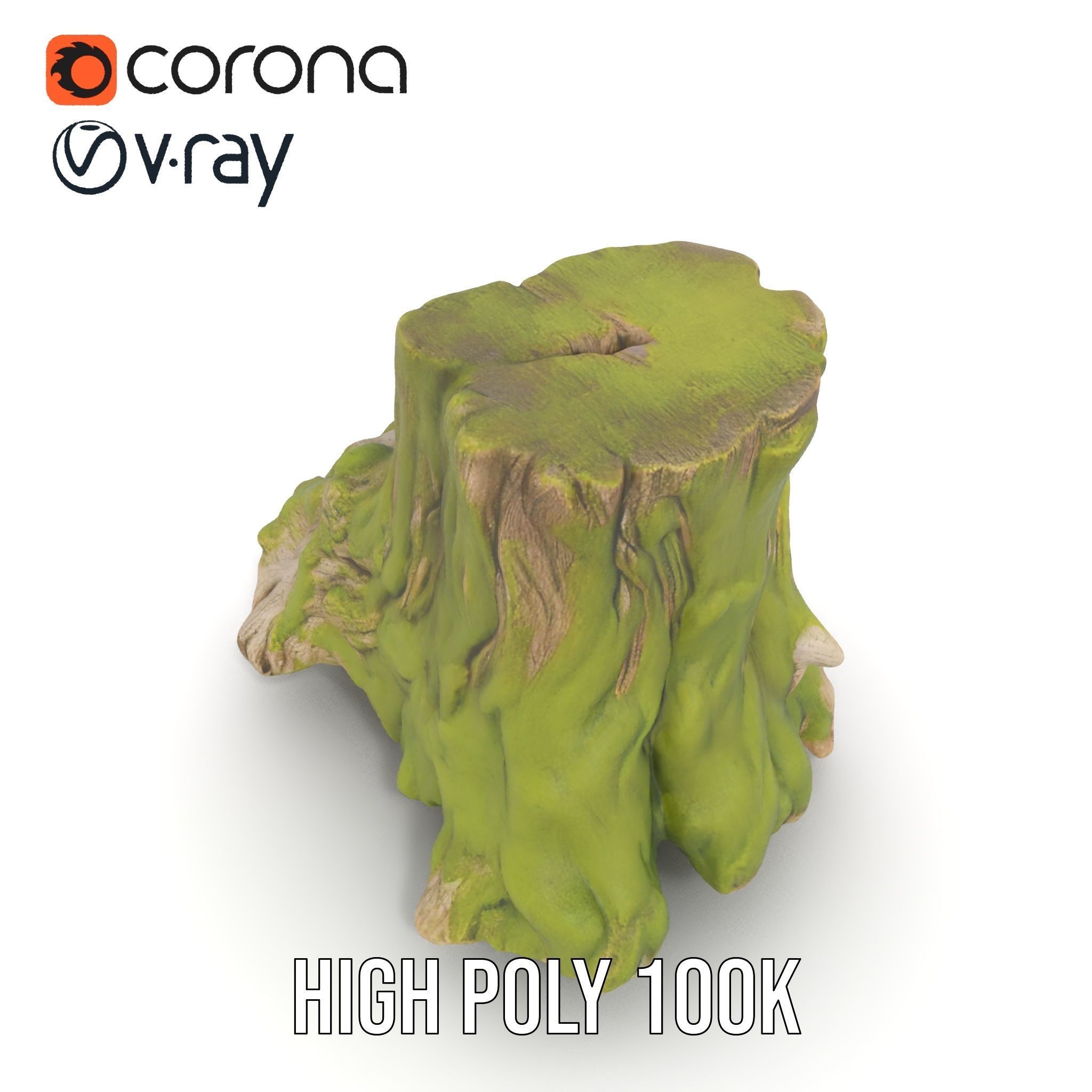 Realistic Tree Stump with Moss Model Pack Low-poly 3D model_15