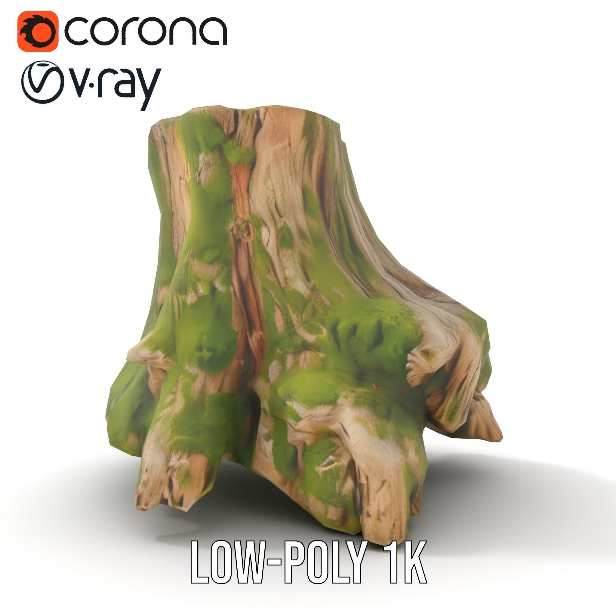 Realistic Tree Stump with Moss Model Pack Low-poly 3D model_12