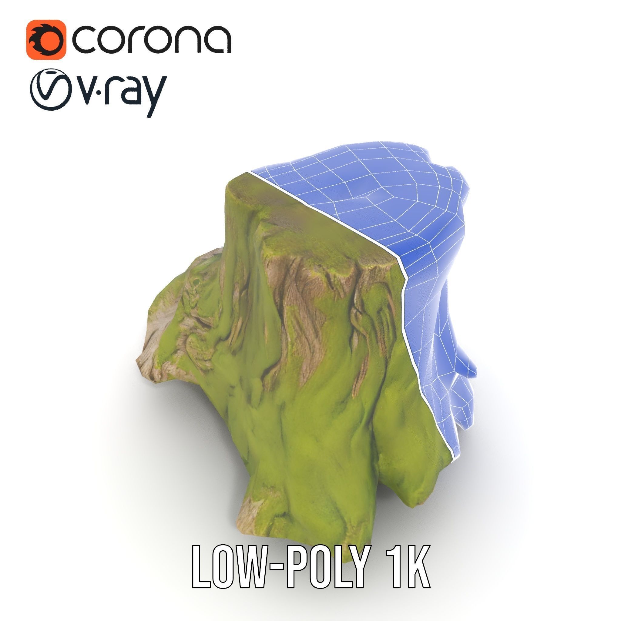 Realistic Tree Stump with Moss Model Pack Low-poly 3D model_28