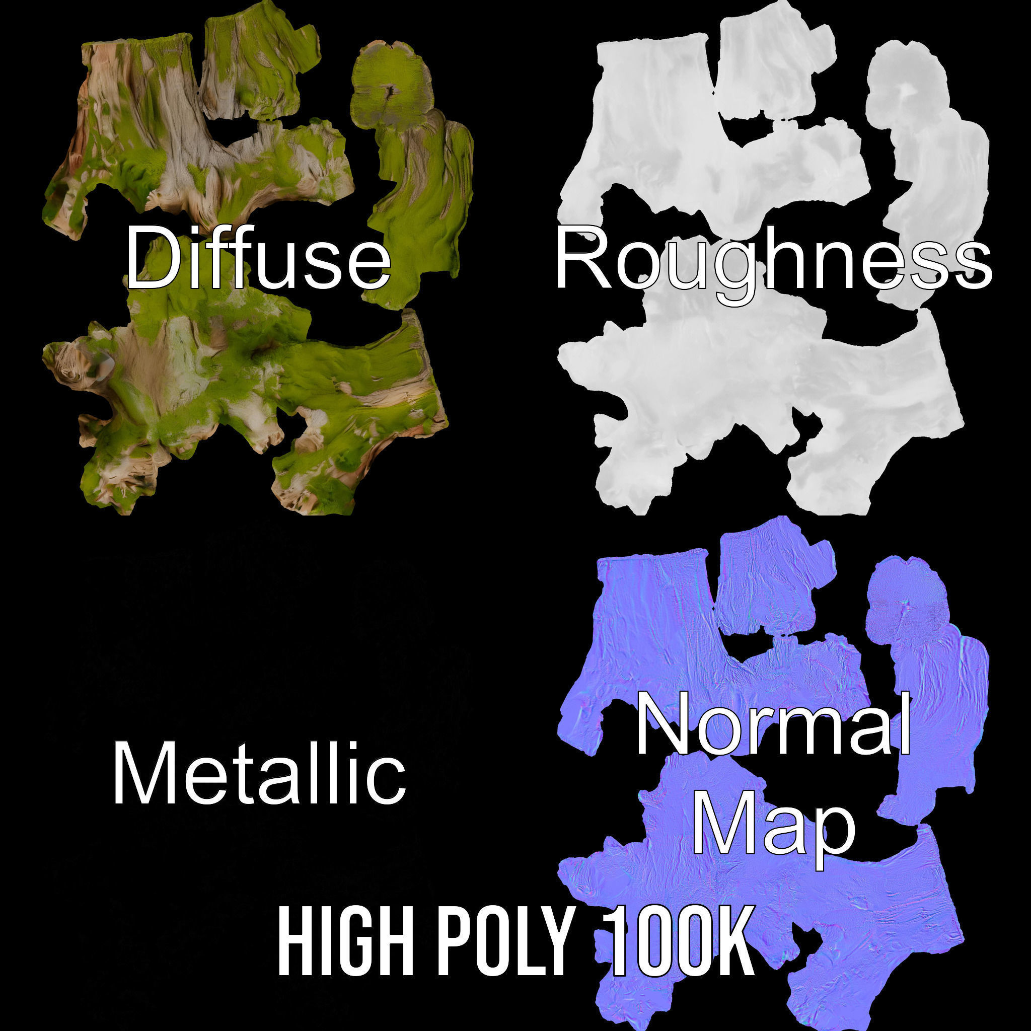 Realistic Tree Stump with Moss Model Pack Low-poly 3D model_3