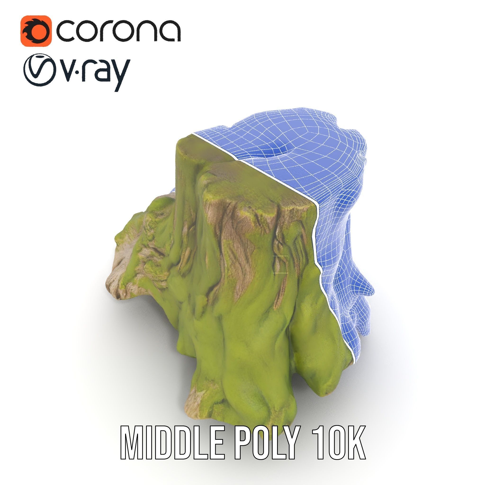 Realistic Tree Stump with Moss Model Pack Low-poly 3D model_24