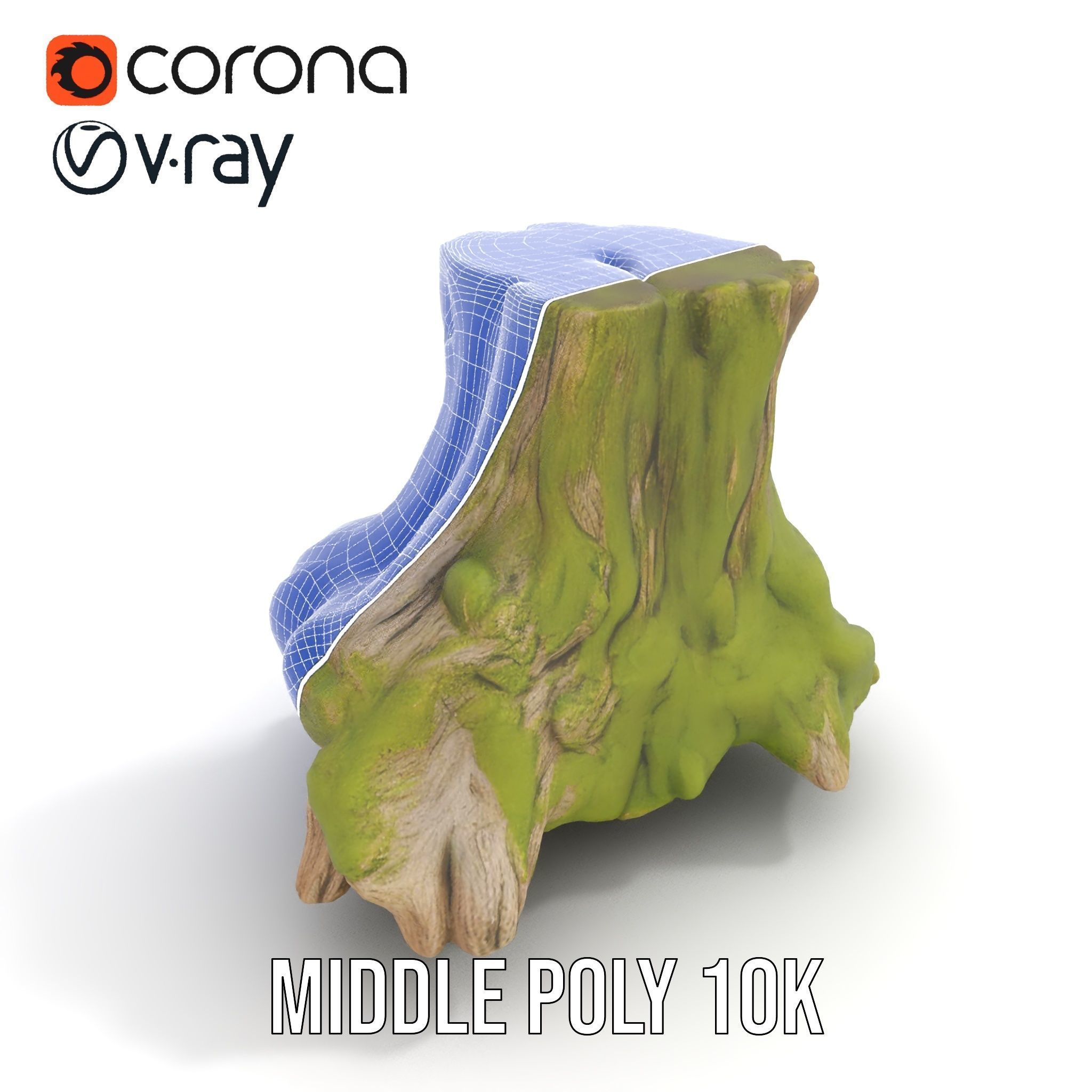 Realistic Tree Stump with Moss Model Pack Low-poly 3D model_11
