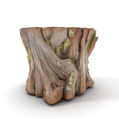 Wooden Tree Stump with Moss Model Pack Low-poly 3D model