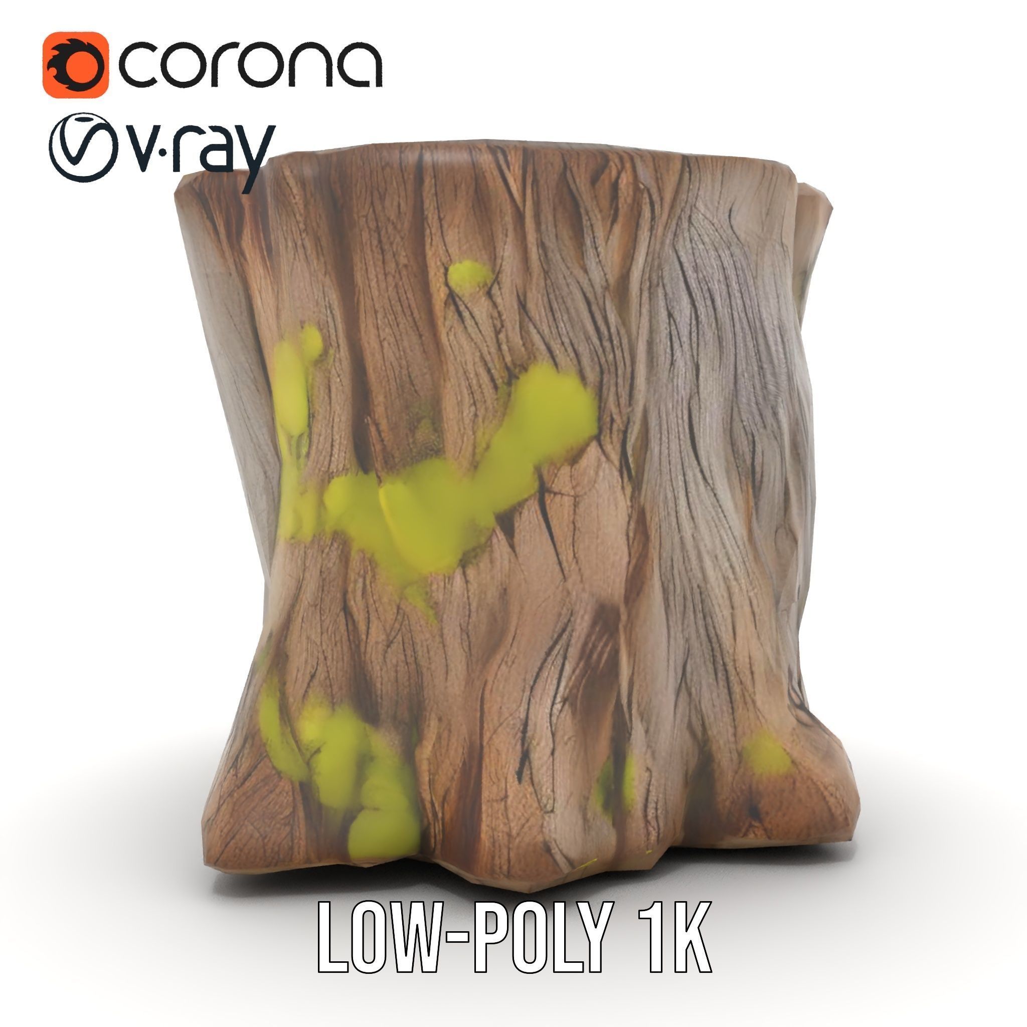 Wooden Tree Stump with Moss Model Pack Low-poly 3D model_12