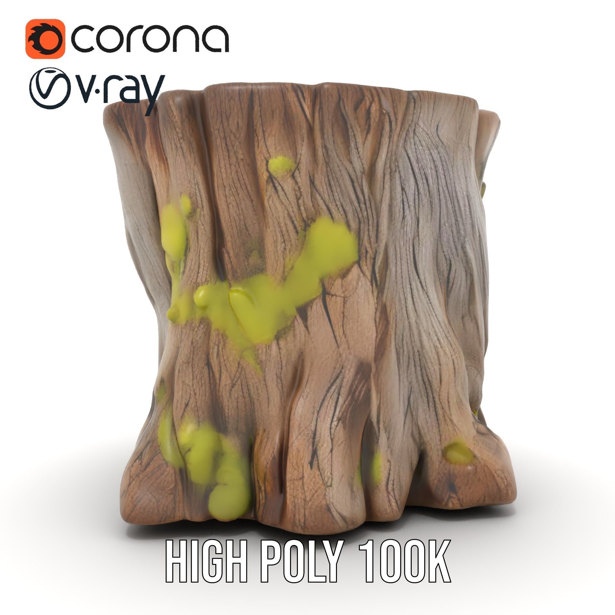 Wooden Tree Stump with Moss Model Pack Low-poly 3D model_21