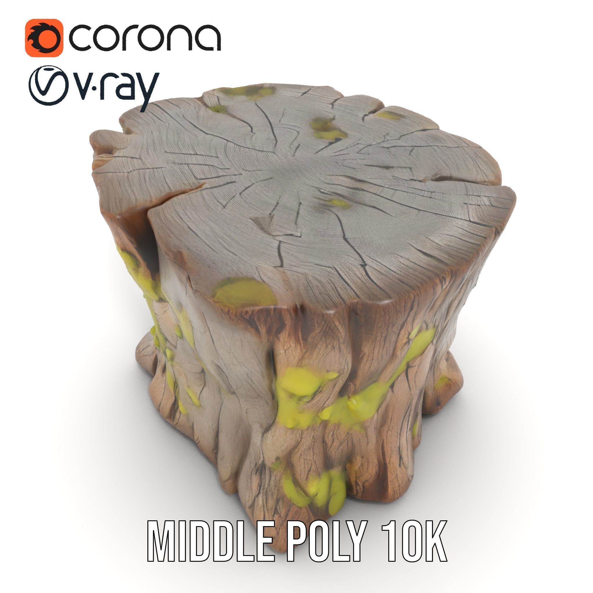 Wooden Tree Stump with Moss Model Pack Low-poly 3D model_11