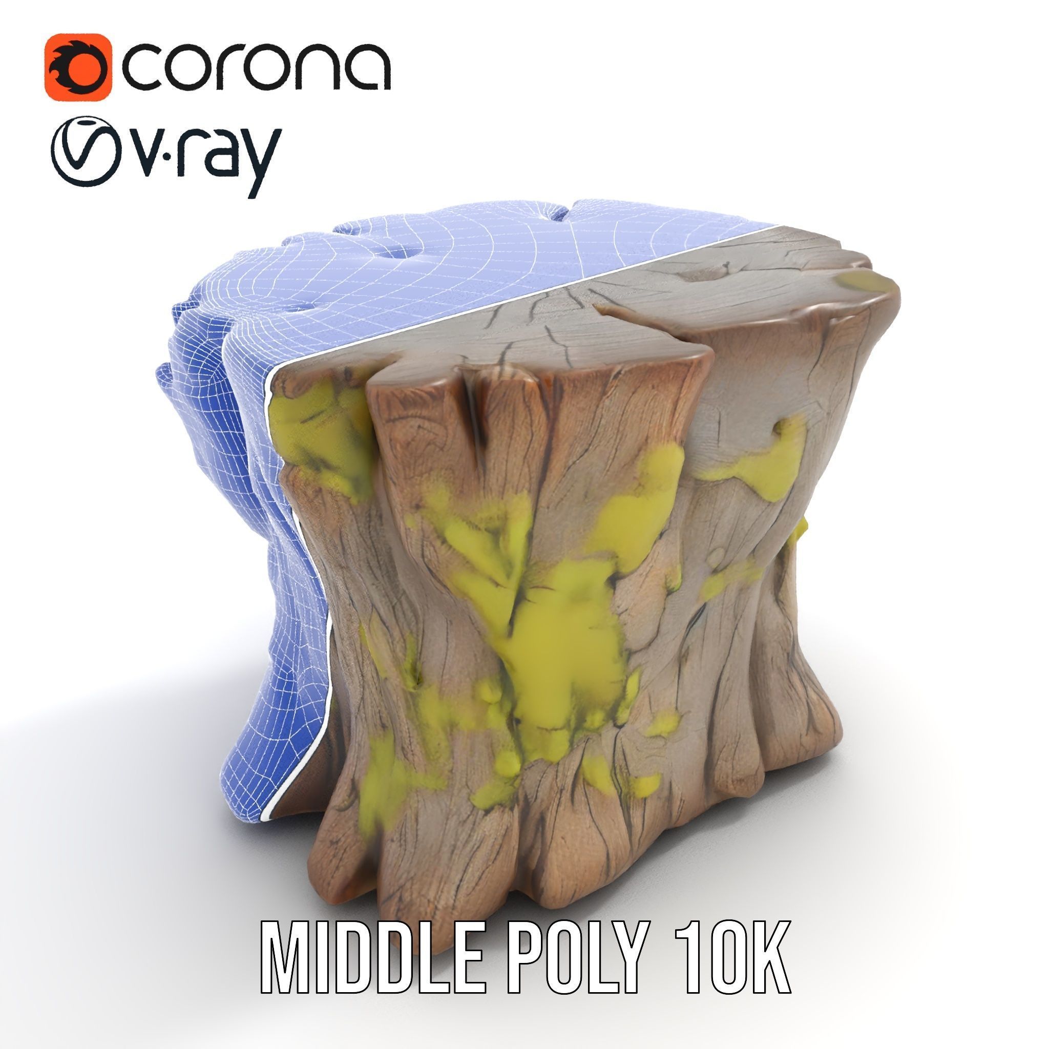 Wooden Tree Stump with Moss Model Pack Low-poly 3D model_19