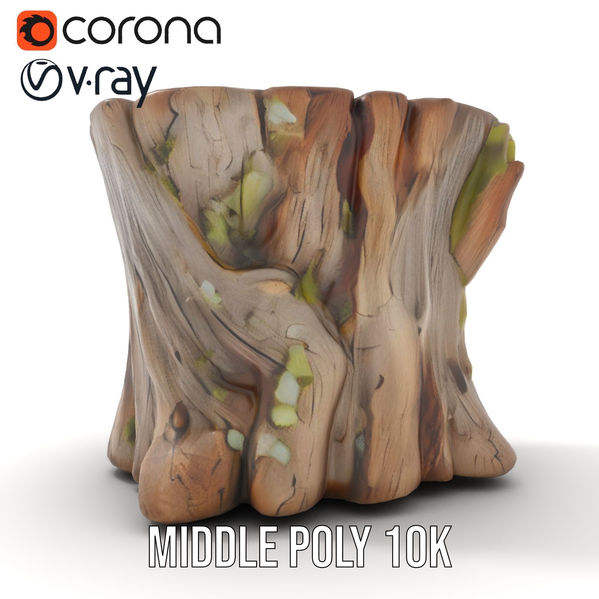 Wooden Tree Stump with Moss Model Pack Low-poly 3D model_13