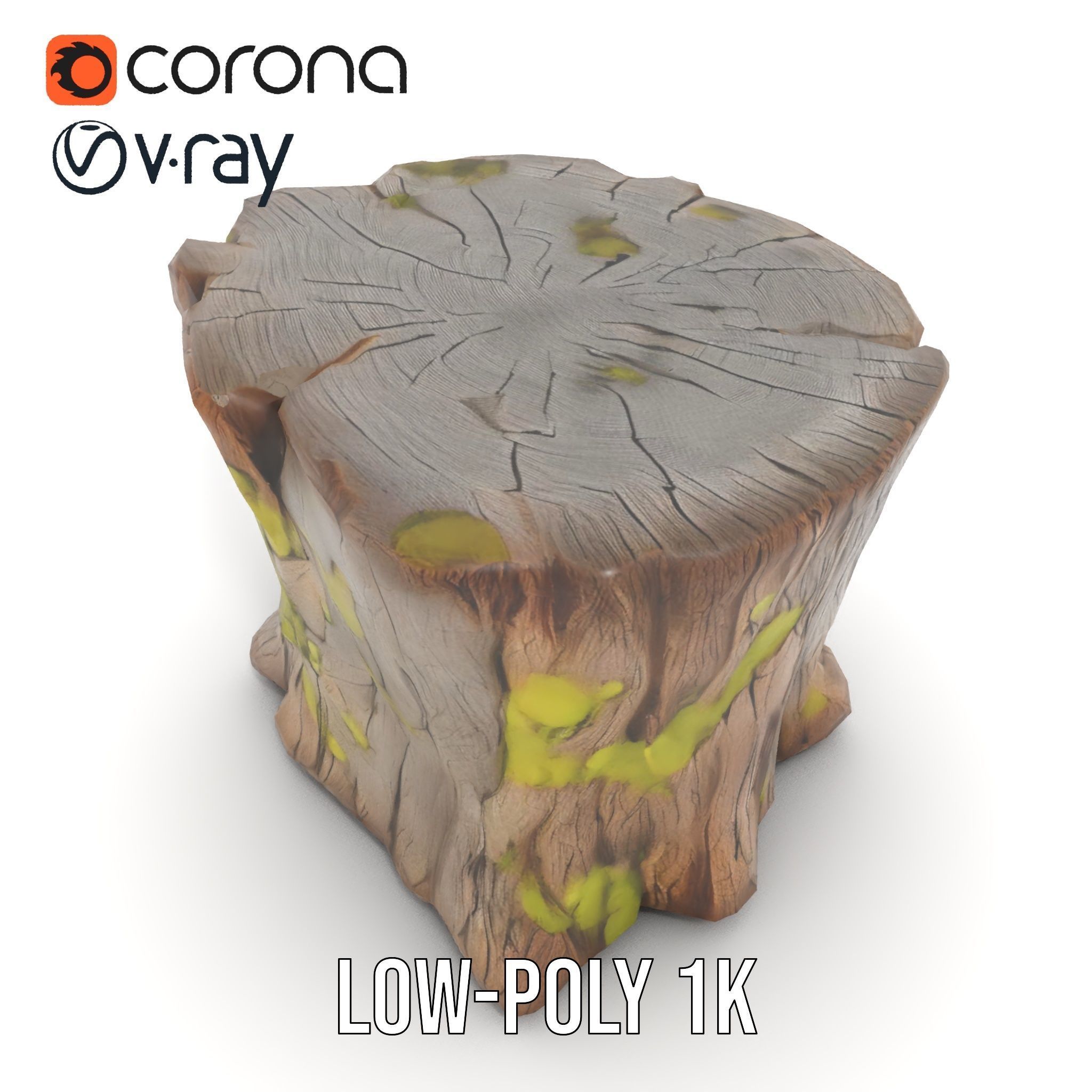 Wooden Tree Stump with Moss Model Pack Low-poly 3D model_25