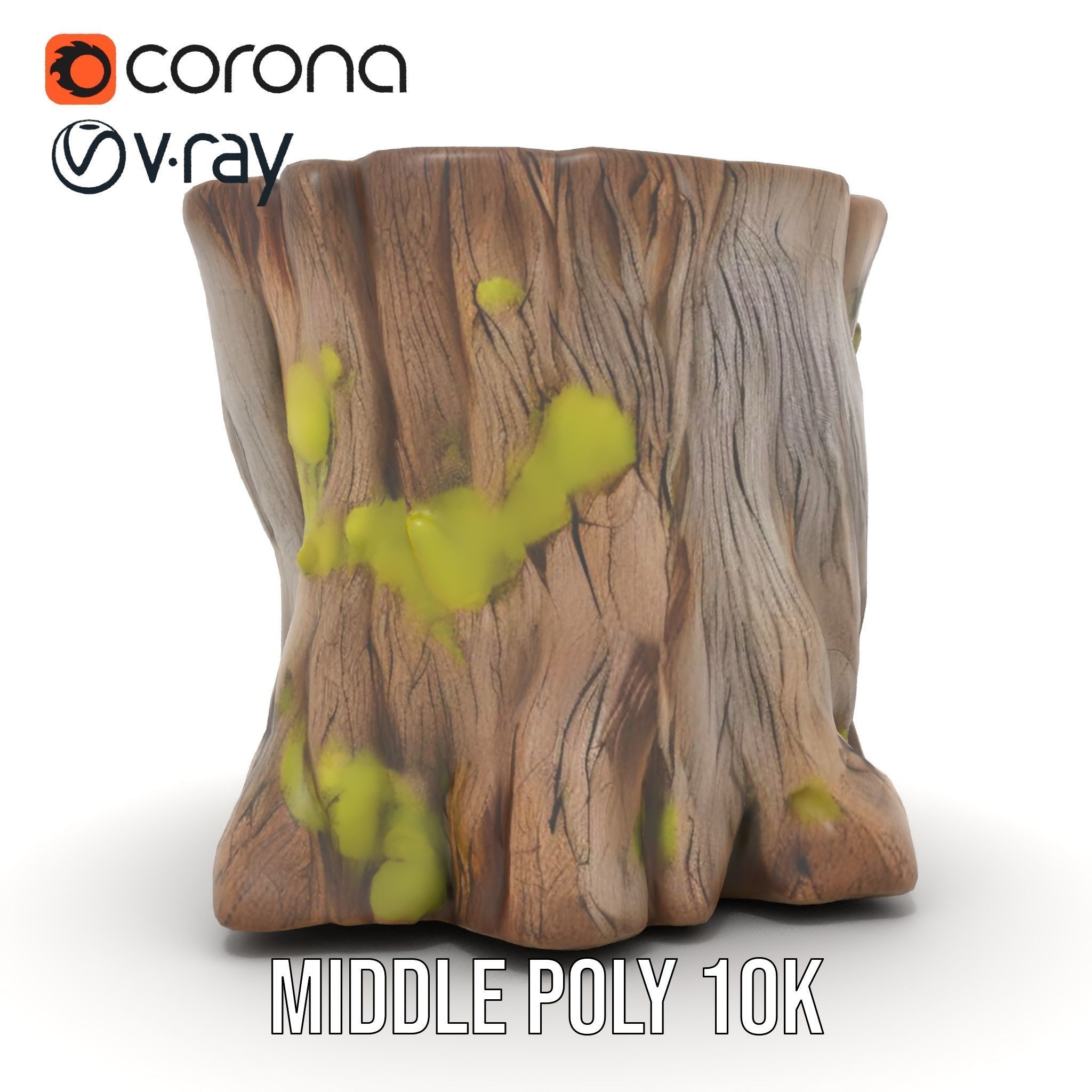 Wooden Tree Stump with Moss Model Pack Low-poly 3D model_22