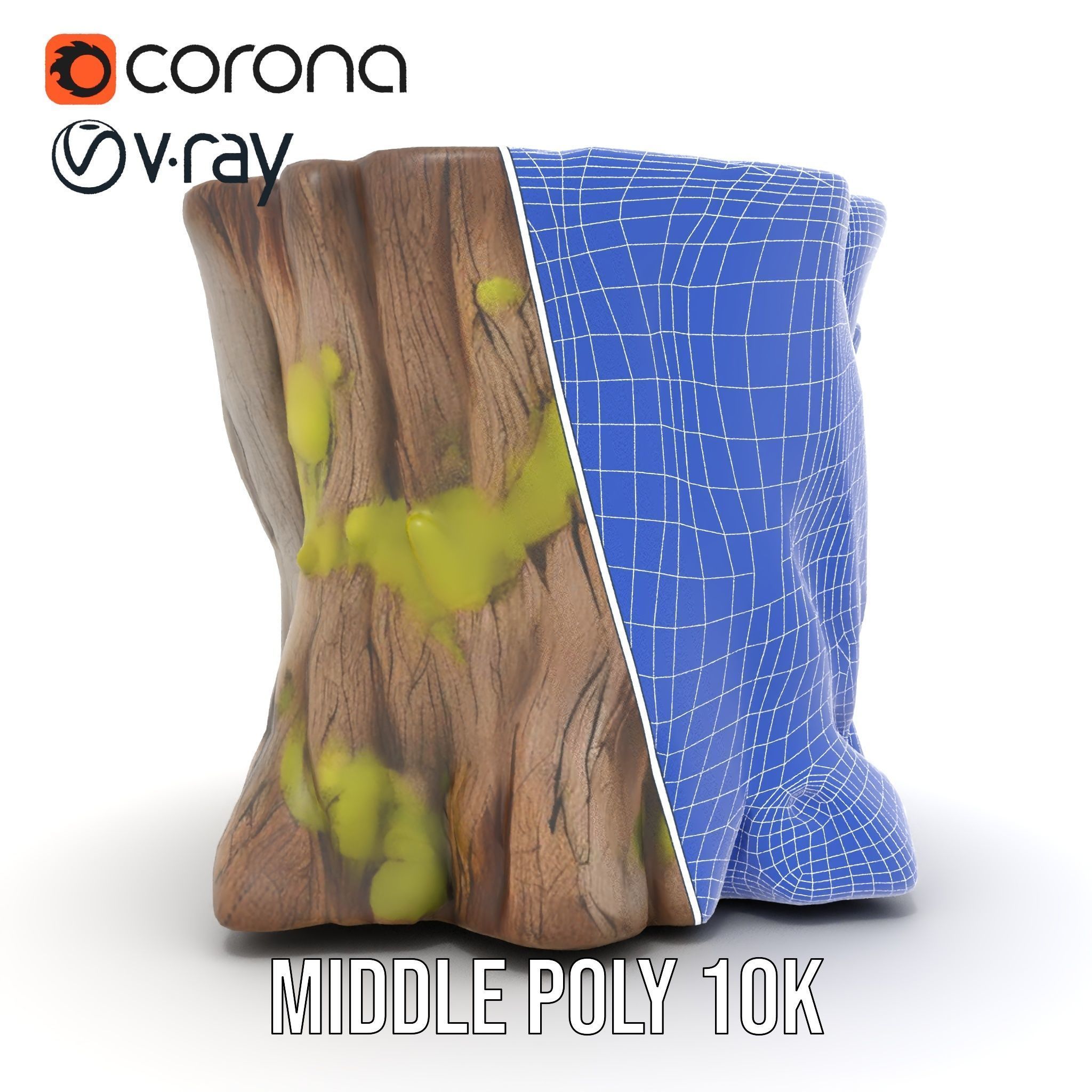 Wooden Tree Stump with Moss Model Pack Low-poly 3D model_29