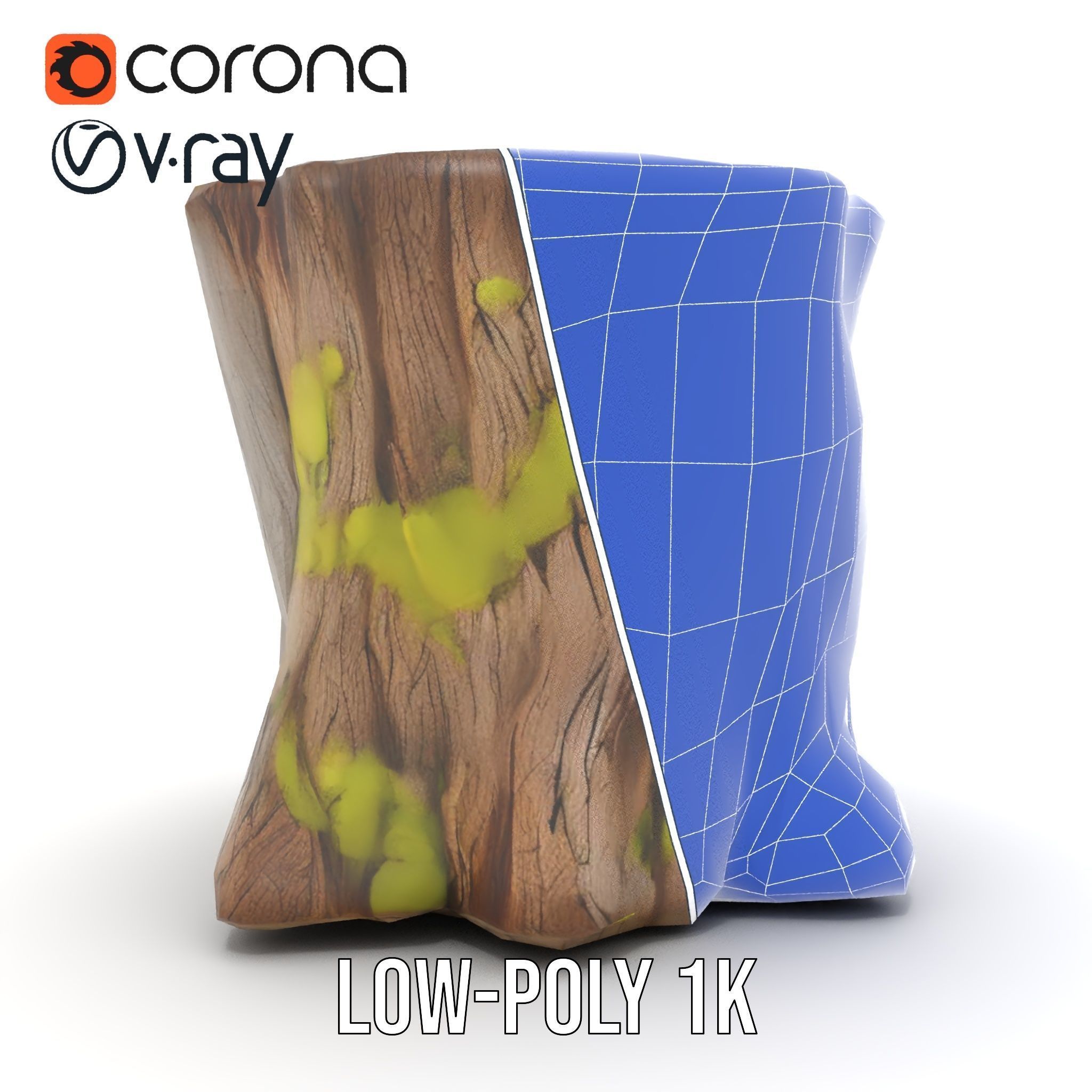 Wooden Tree Stump with Moss Model Pack Low-poly 3D model_23
