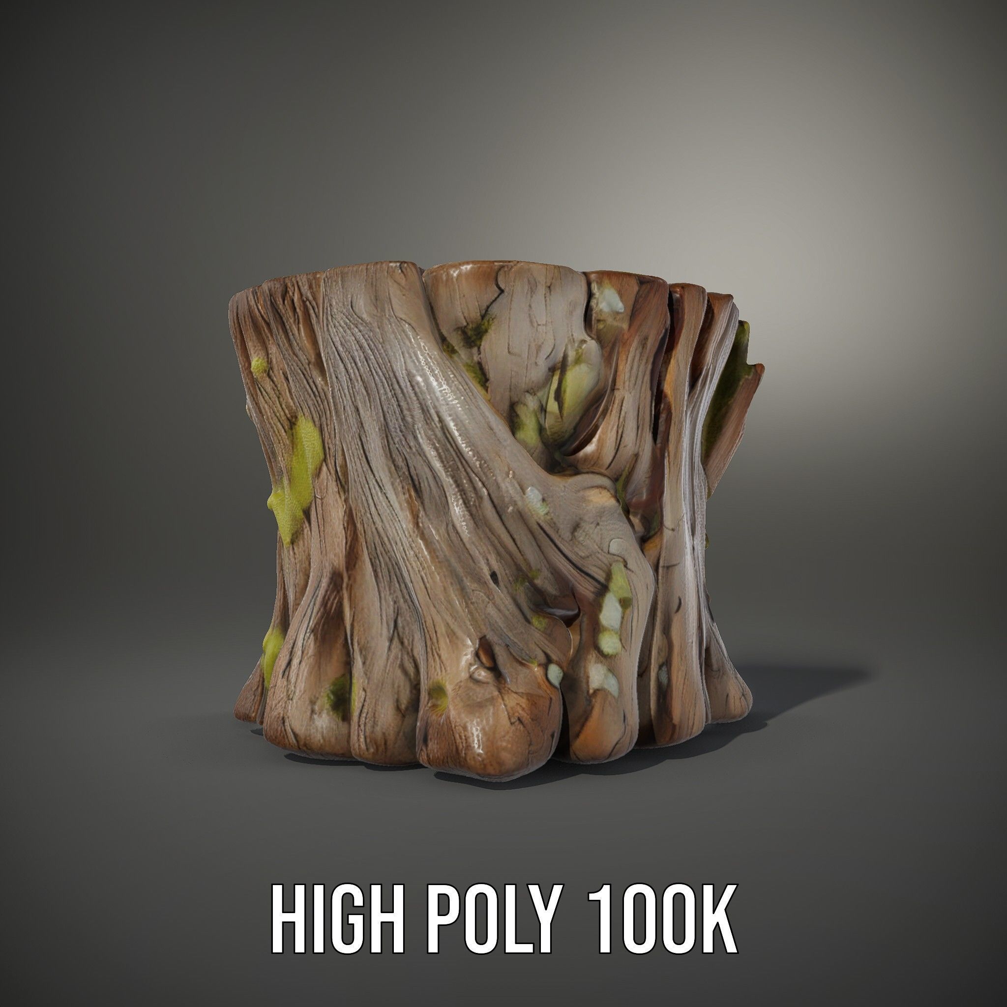 Wooden Tree Stump with Moss Model Pack Low-poly 3D model_8