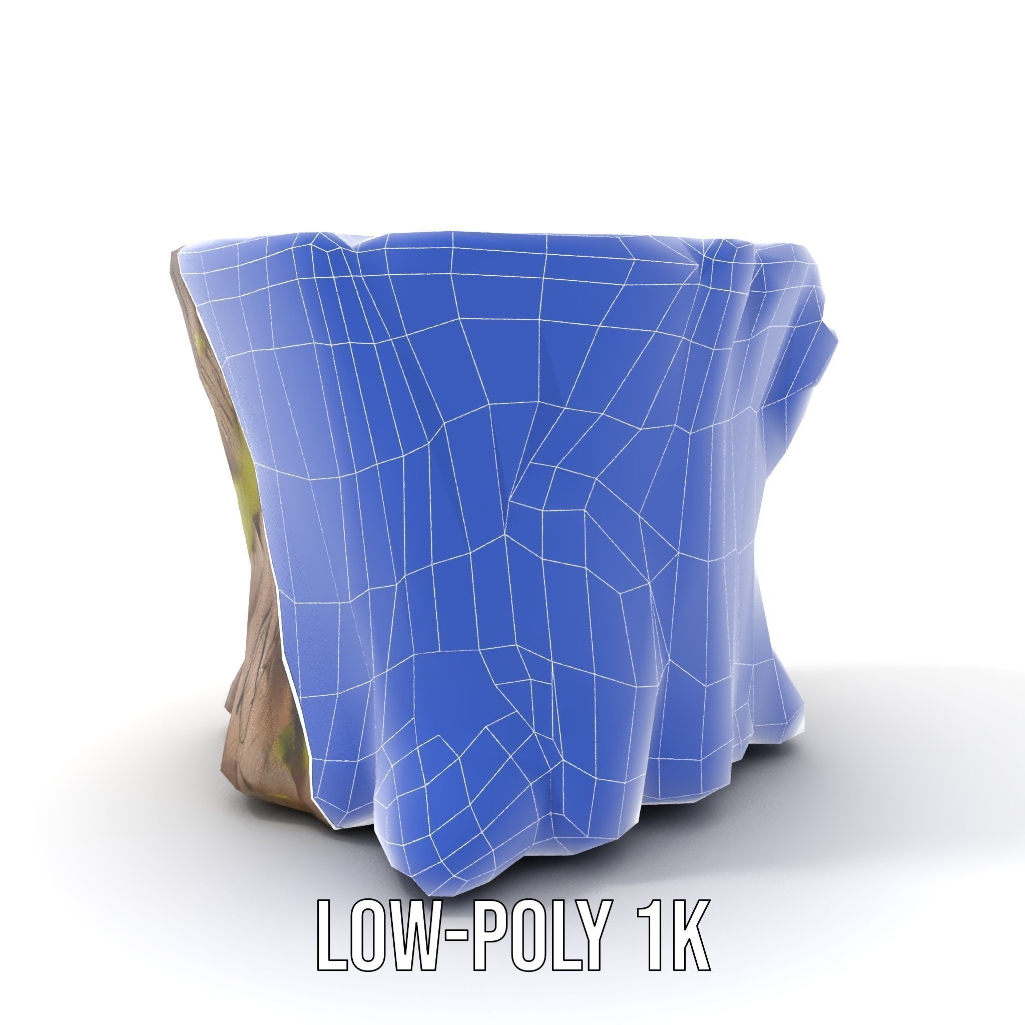 Wooden Tree Stump with Moss Model Pack Low-poly 3D model_7