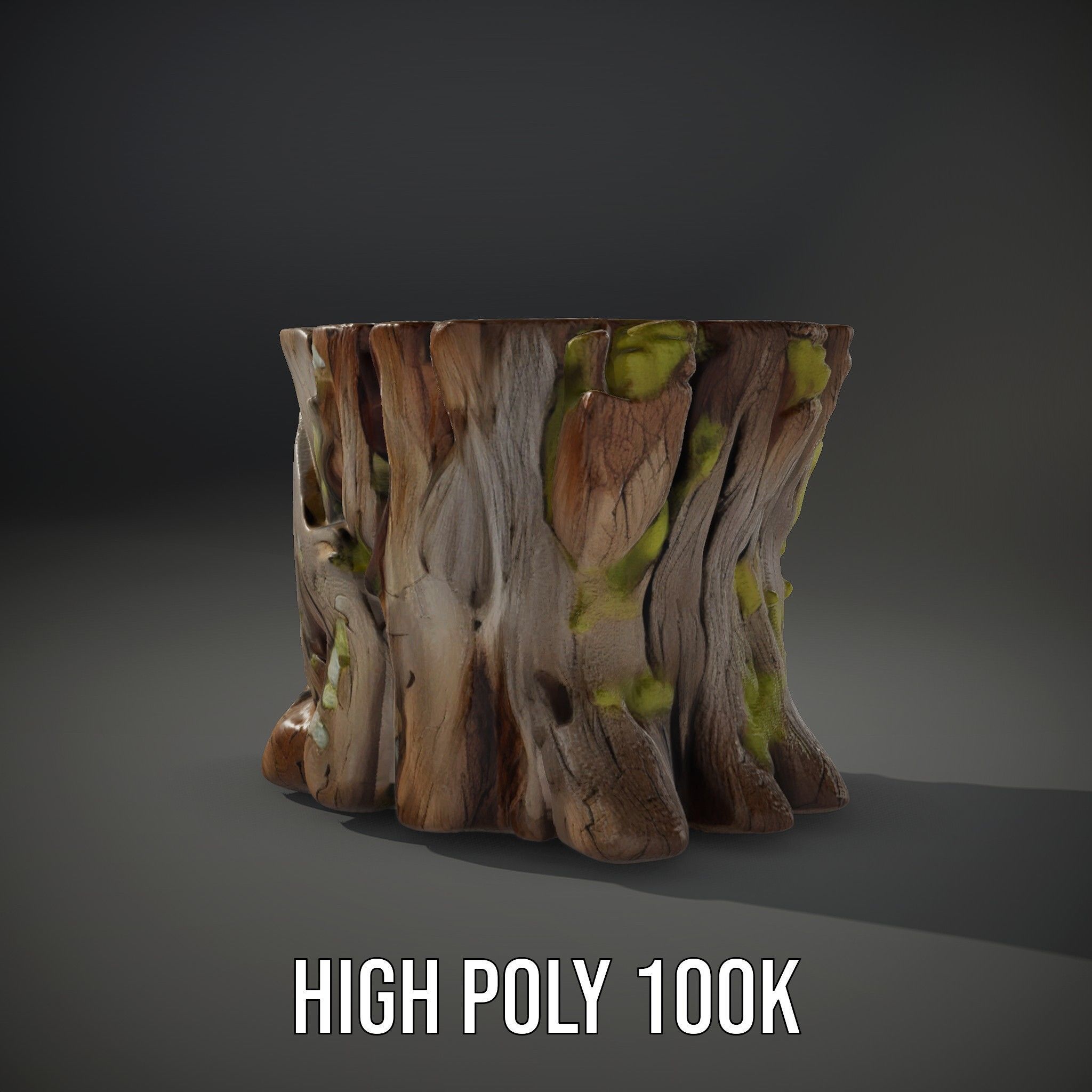 Wooden Tree Stump with Moss Model Pack Low-poly 3D model_10