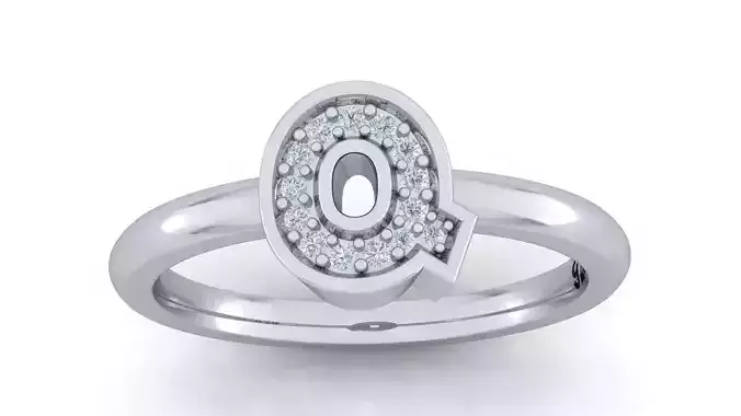 Alphabet ring letter Q 3D print model
