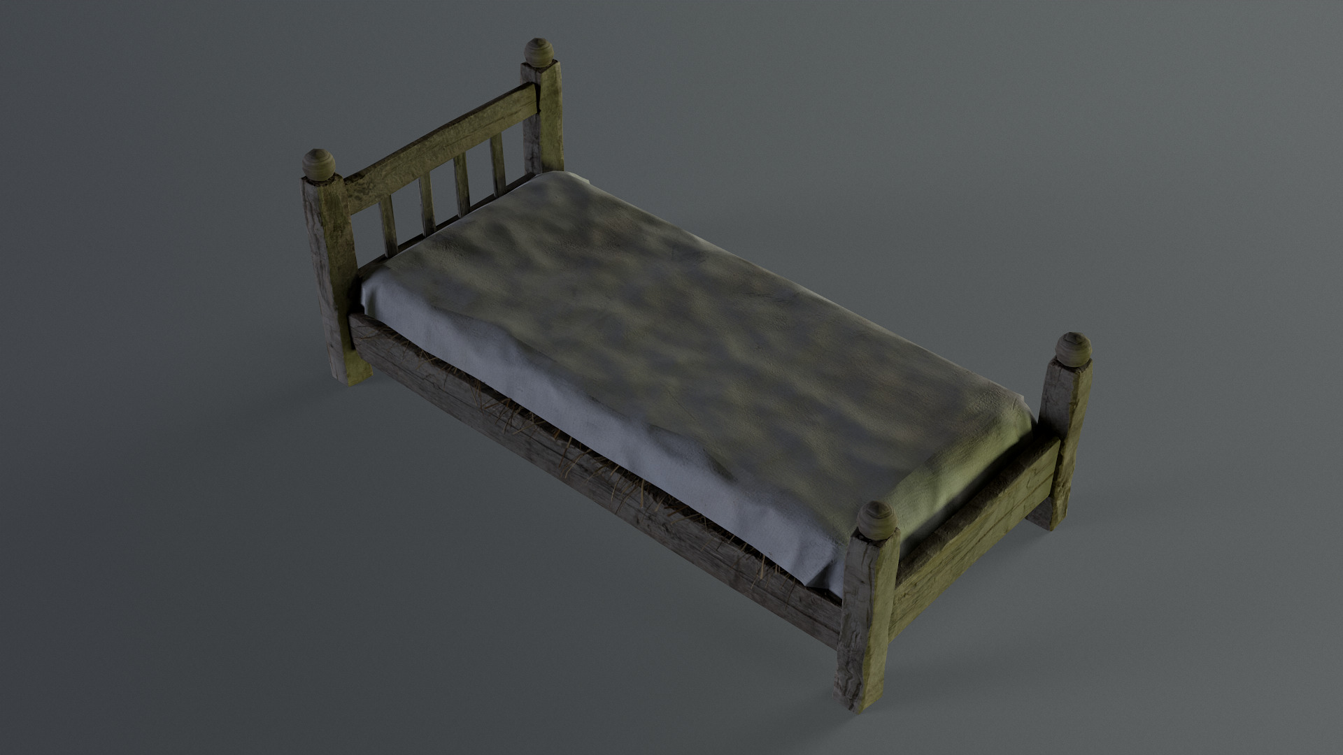 Medieval bed 03 Low-poly 3D model_2