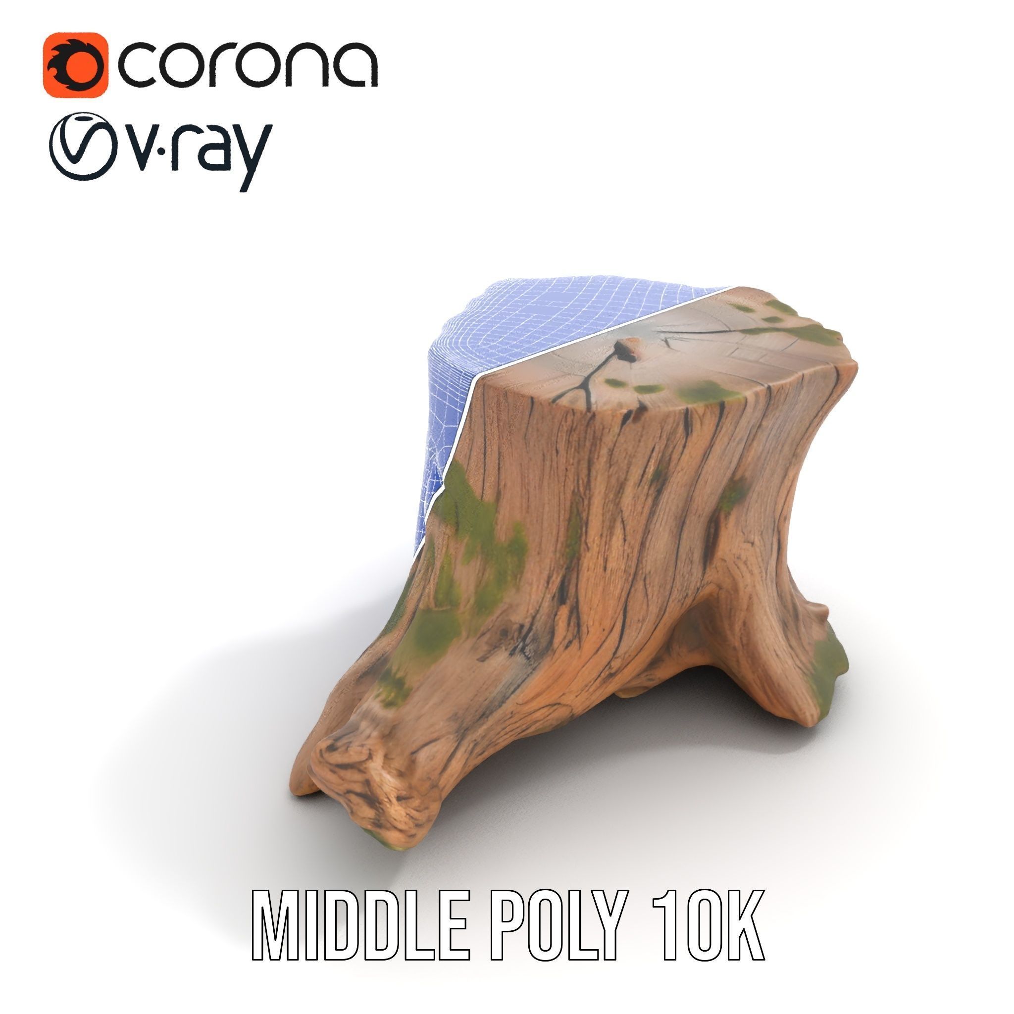 Realistic Tree Stump with Moss Model Pack Low-poly 3D model_5