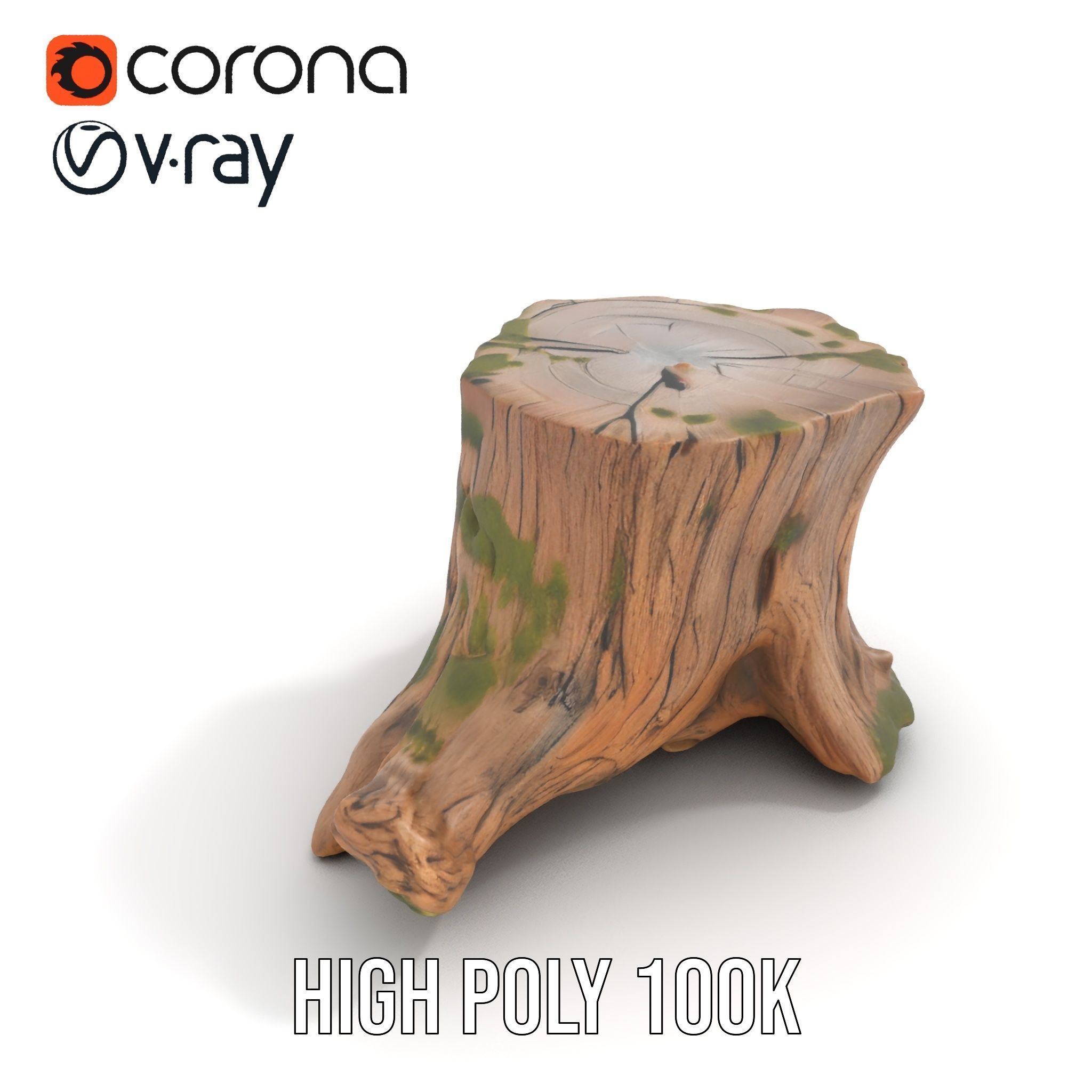 Realistic Tree Stump with Moss Model Pack Low-poly 3D model_22