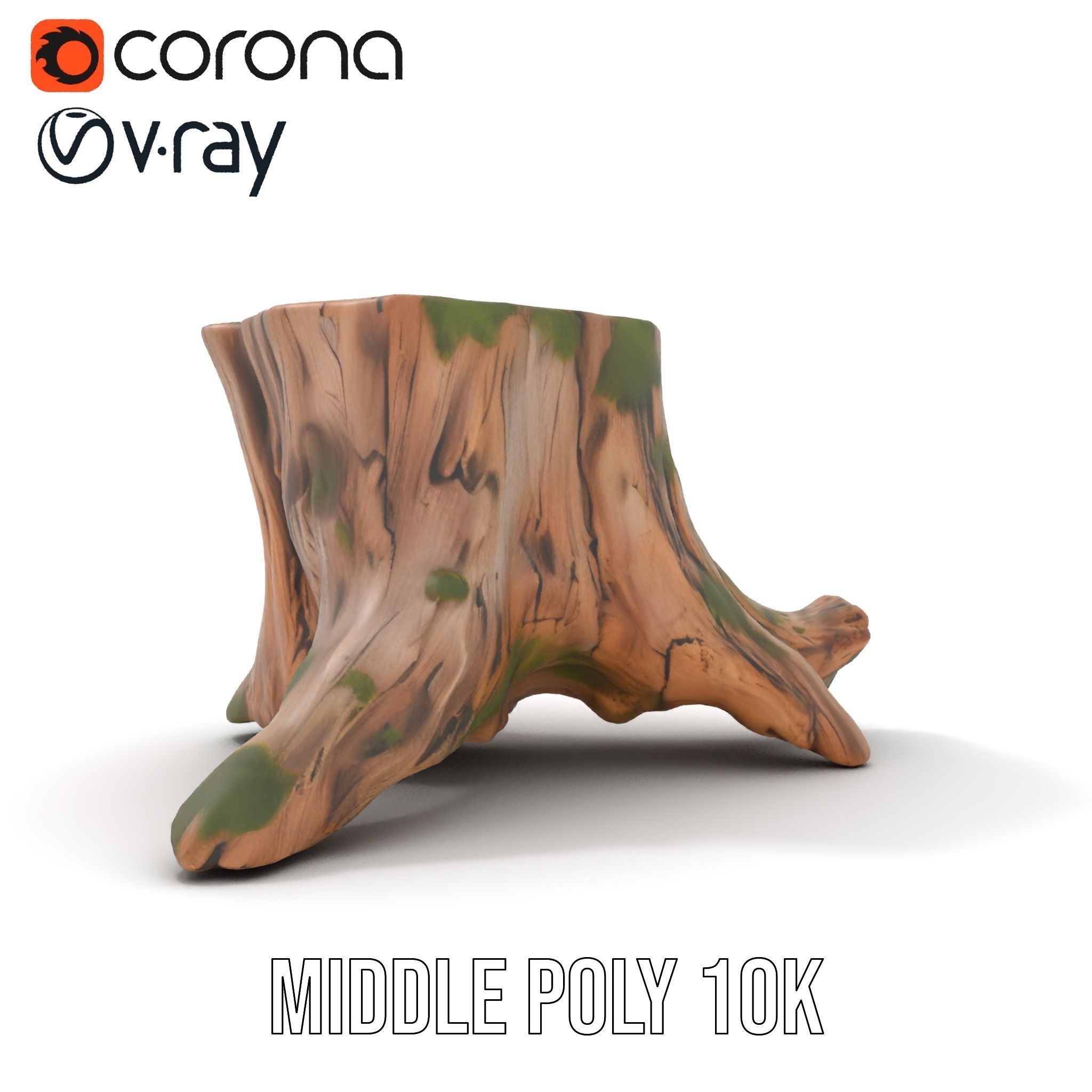 Realistic Tree Stump with Moss Model Pack Low-poly 3D model_13