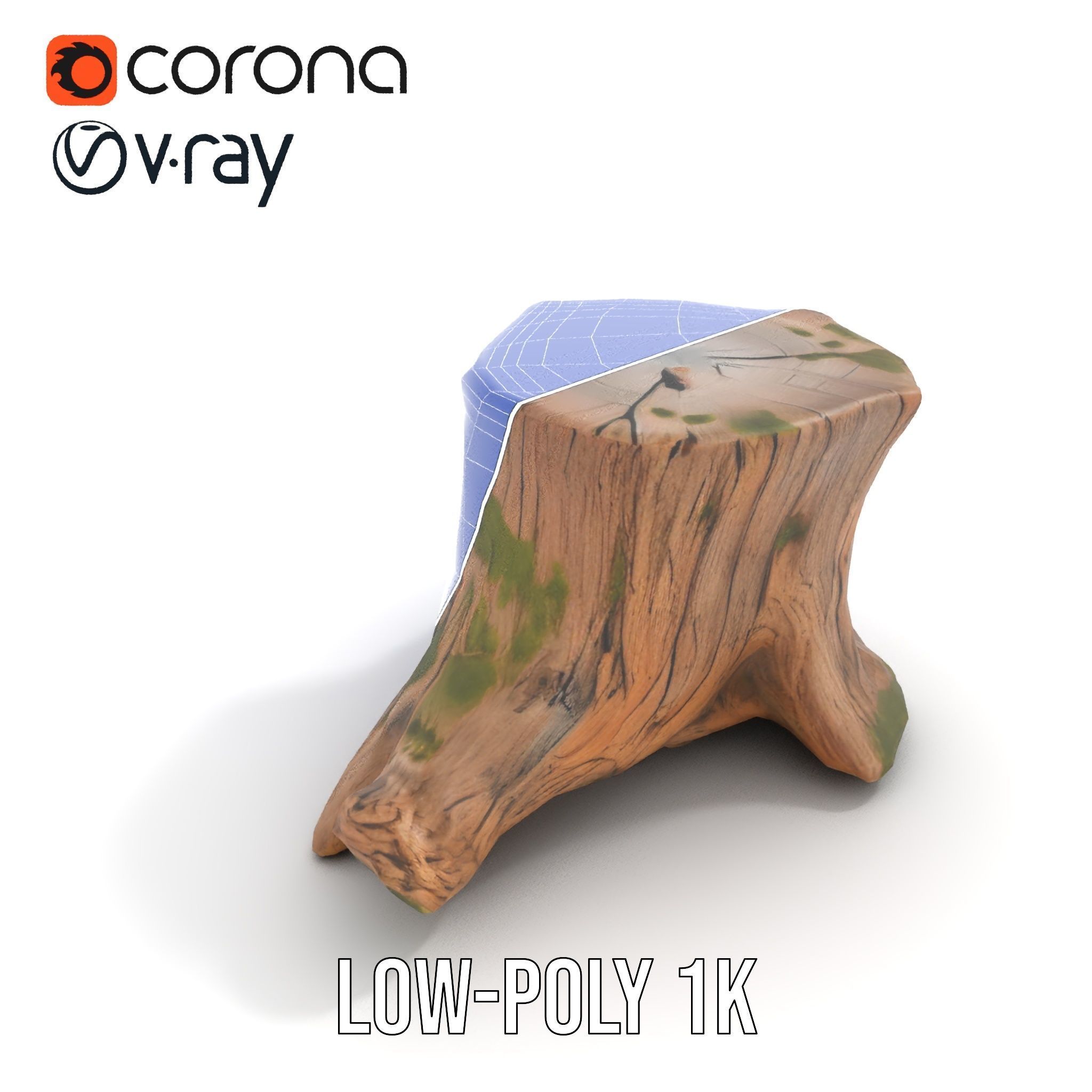 Realistic Tree Stump with Moss Model Pack Low-poly 3D model_18