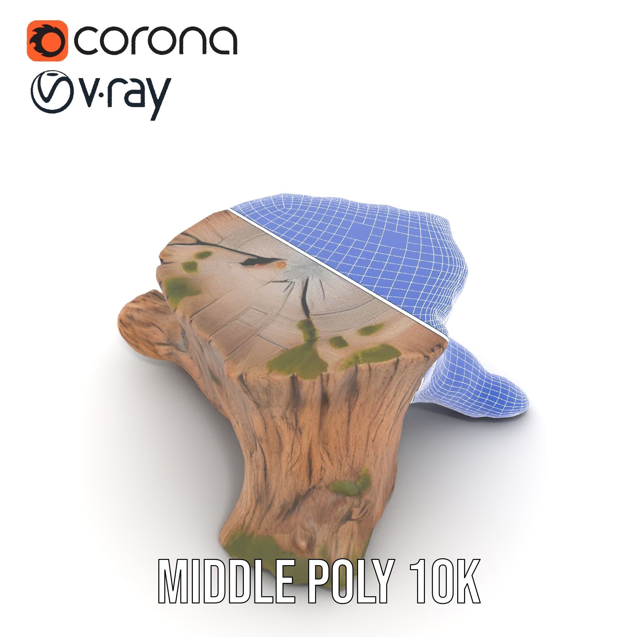 Realistic Tree Stump with Moss Model Pack Low-poly 3D model_23