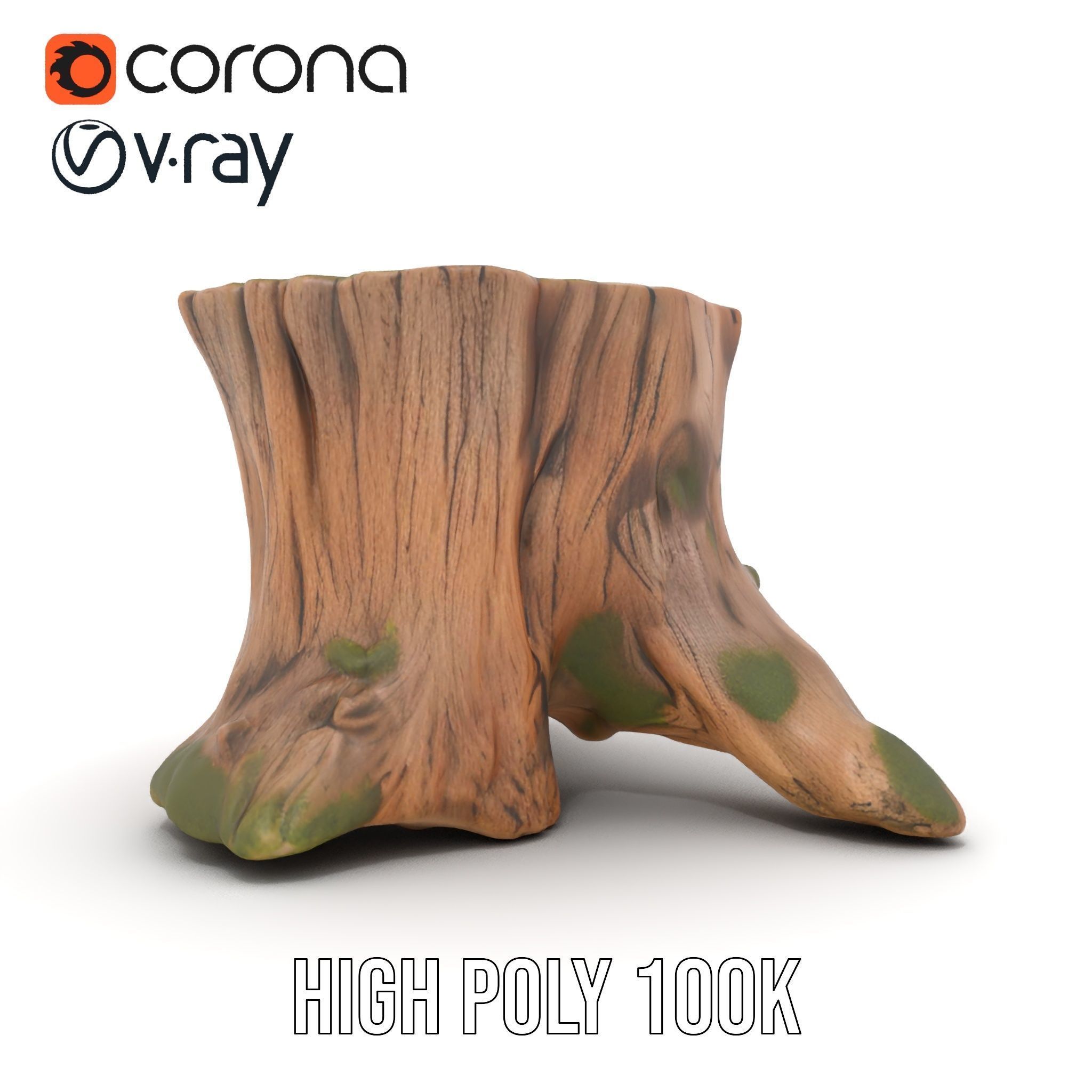 Realistic Tree Stump with Moss Model Pack Low-poly 3D model_19