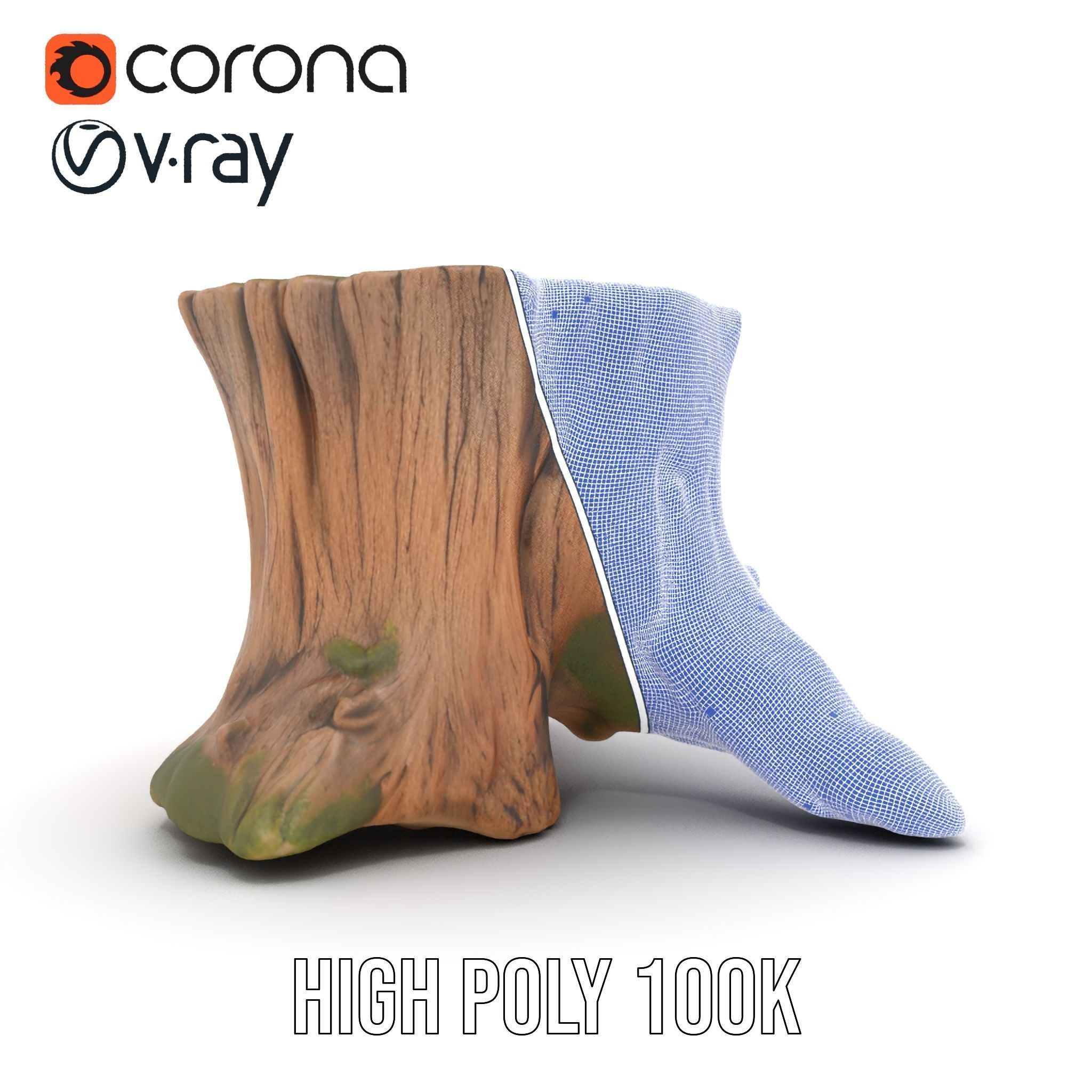 Realistic Tree Stump with Moss Model Pack Low-poly 3D model_33