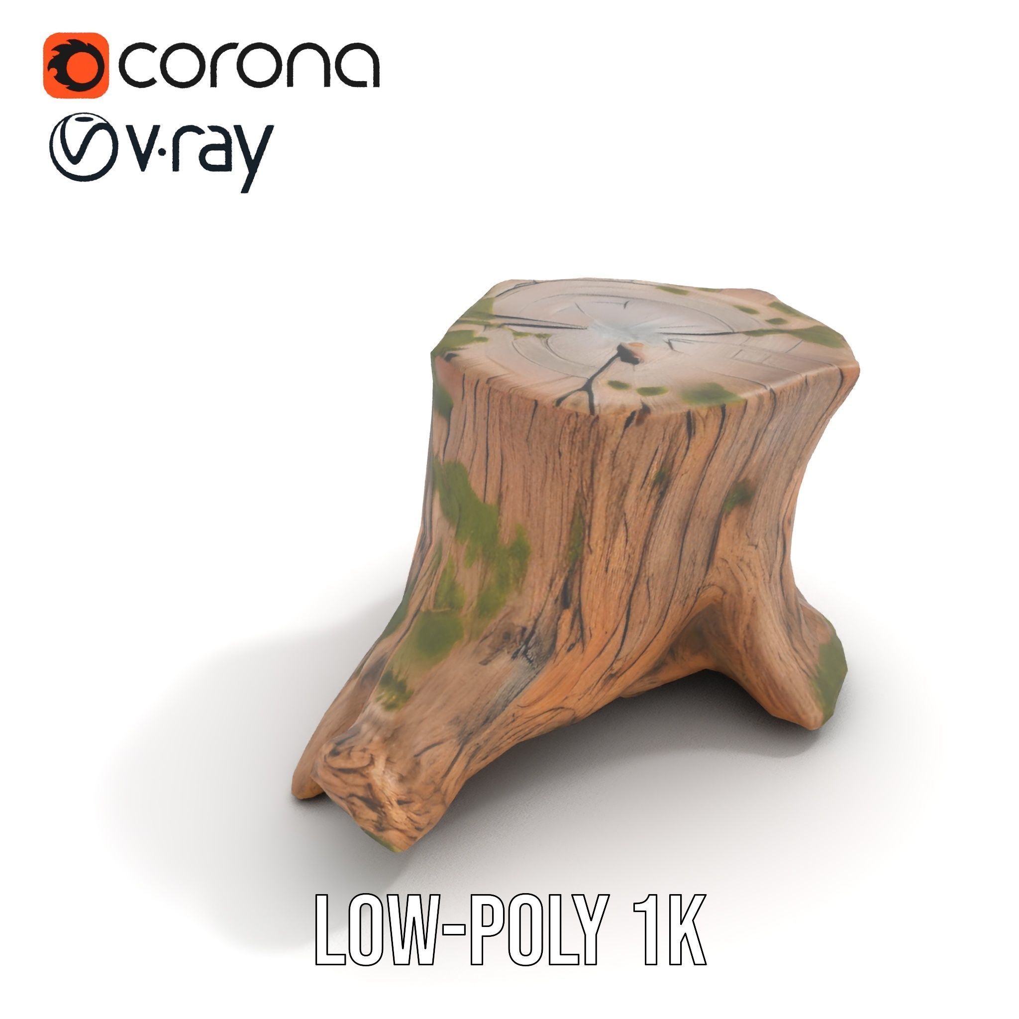 Realistic Tree Stump with Moss Model Pack Low-poly 3D model_9