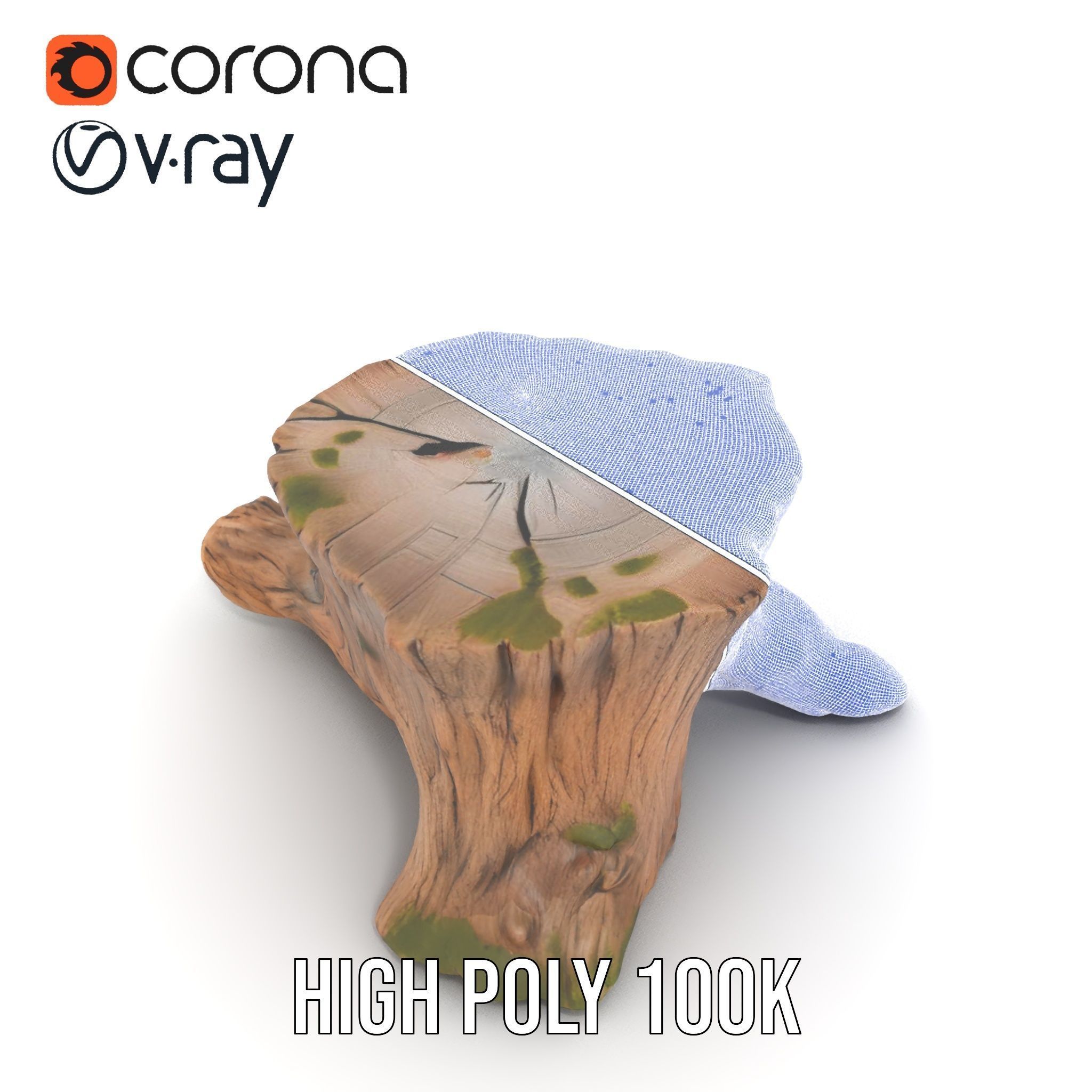 Realistic Tree Stump with Moss Model Pack Low-poly 3D model_32