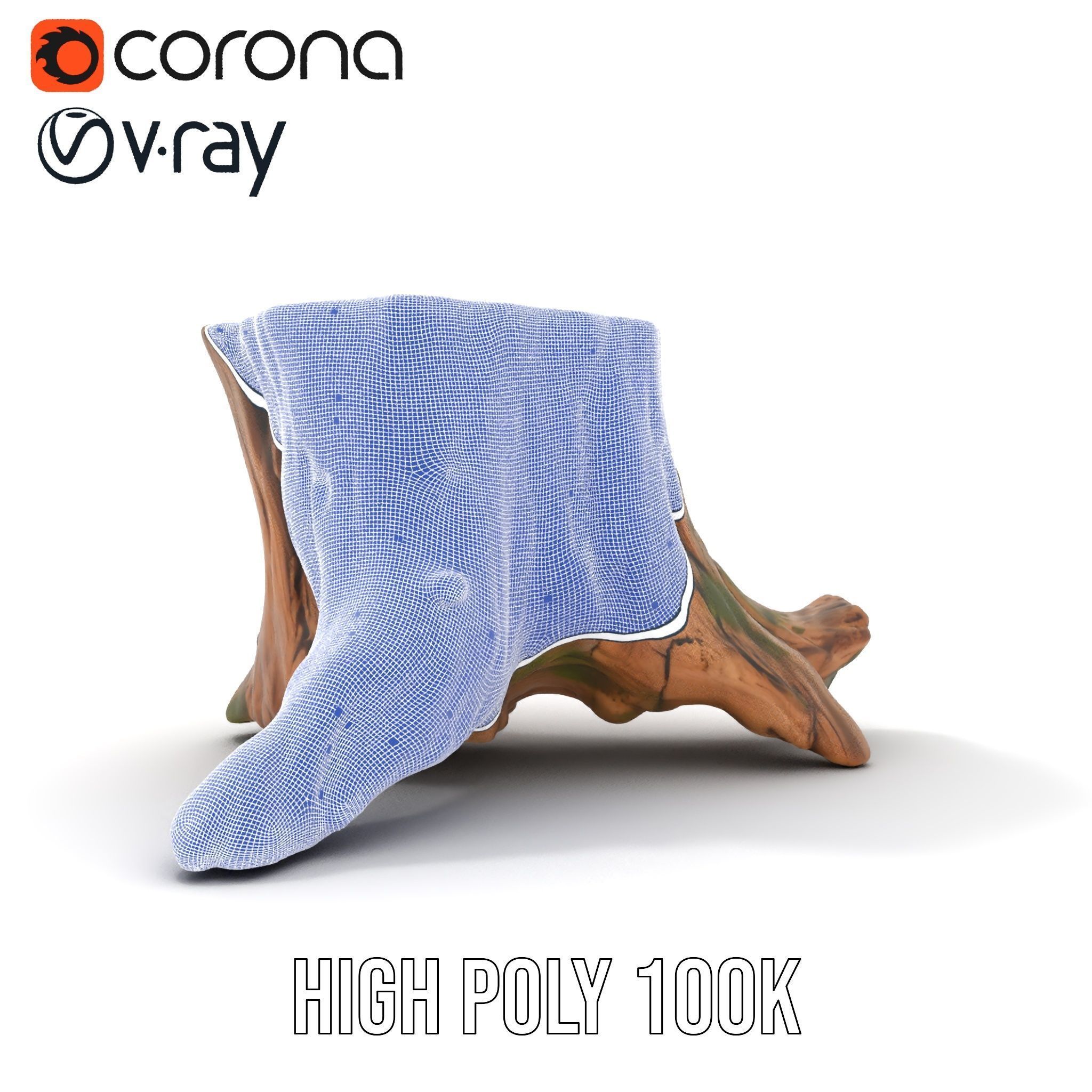 Realistic Tree Stump with Moss Model Pack Low-poly 3D model_34